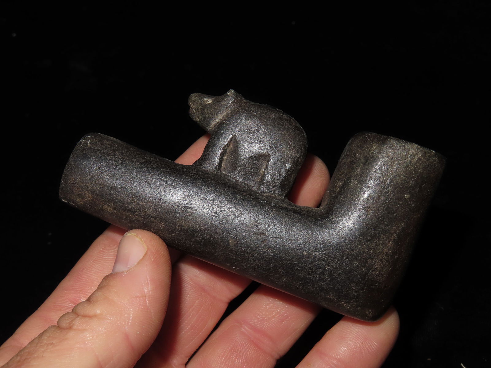 4 1/4" Bear Effigy adorned Elbow Pipe ***REPRODUCTION*** (1 of 4)