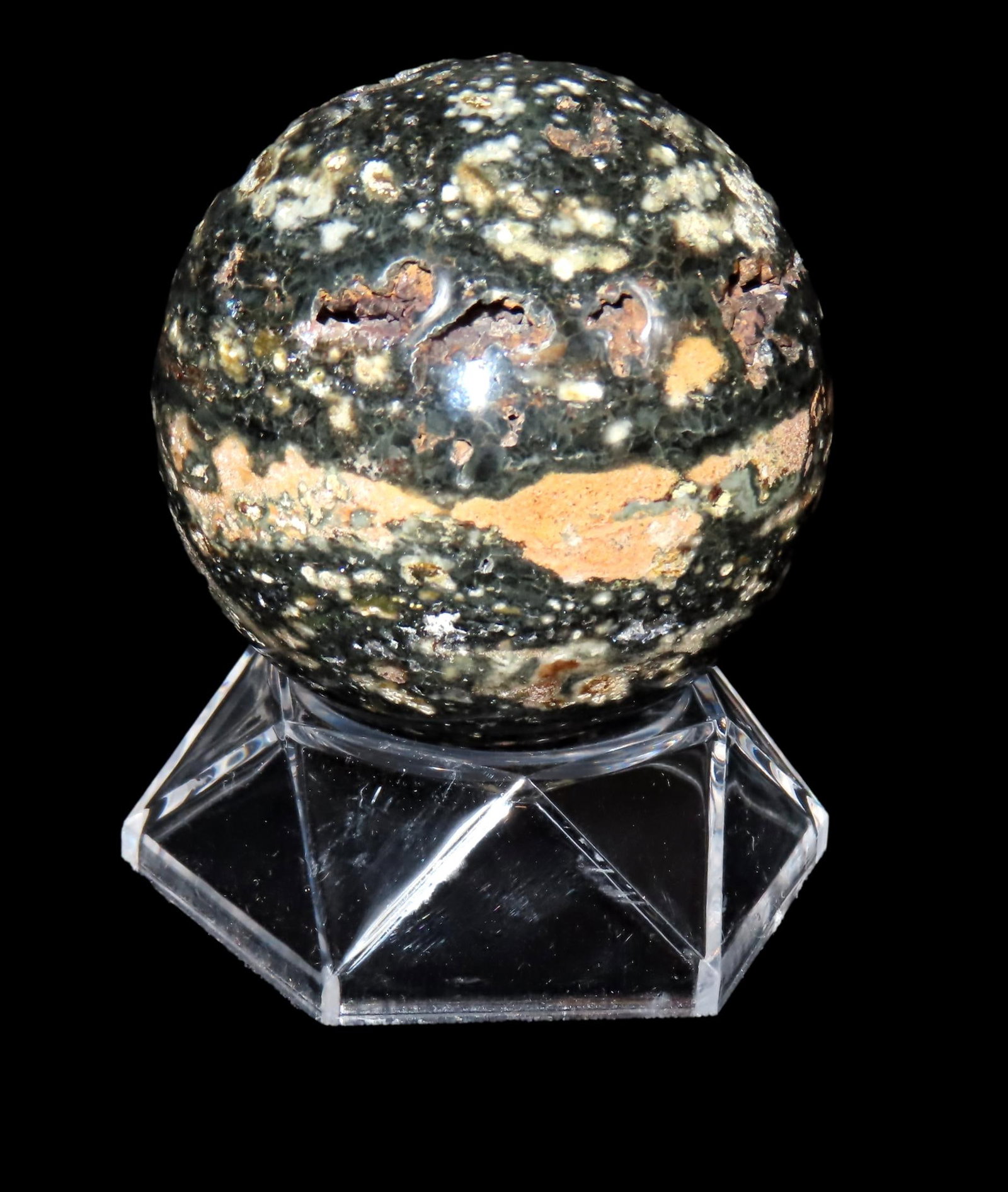 2 1/2" Leopard Skin Jasper Sphere, with stand (1 of 5)