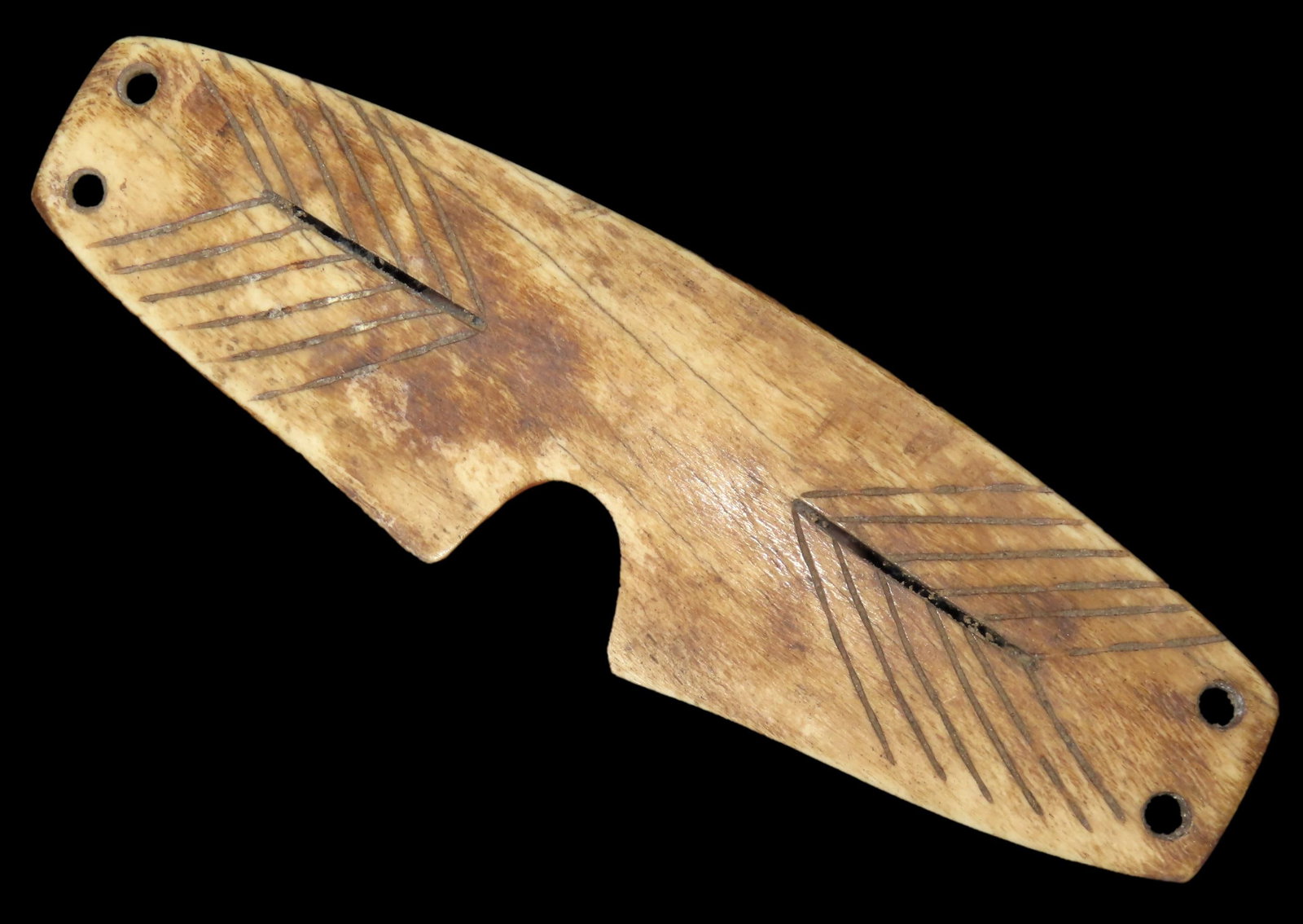 6" Inuit Snow Goggles, made of bone, found in Alaska: 6" Inuit Snow Goggles, made of bone, found in Alaska