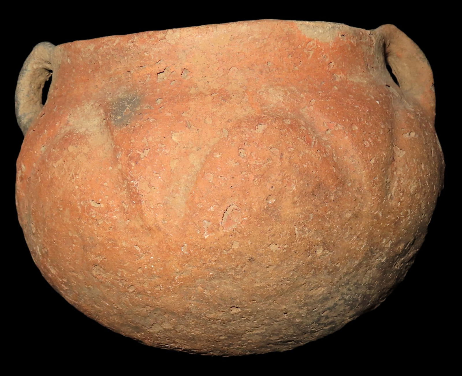 4 1/2" x 5 3/4"  Matthews Incised Mississippian Strap-handle Vessel, found in New Madrid Co., Missou (1 of 8)