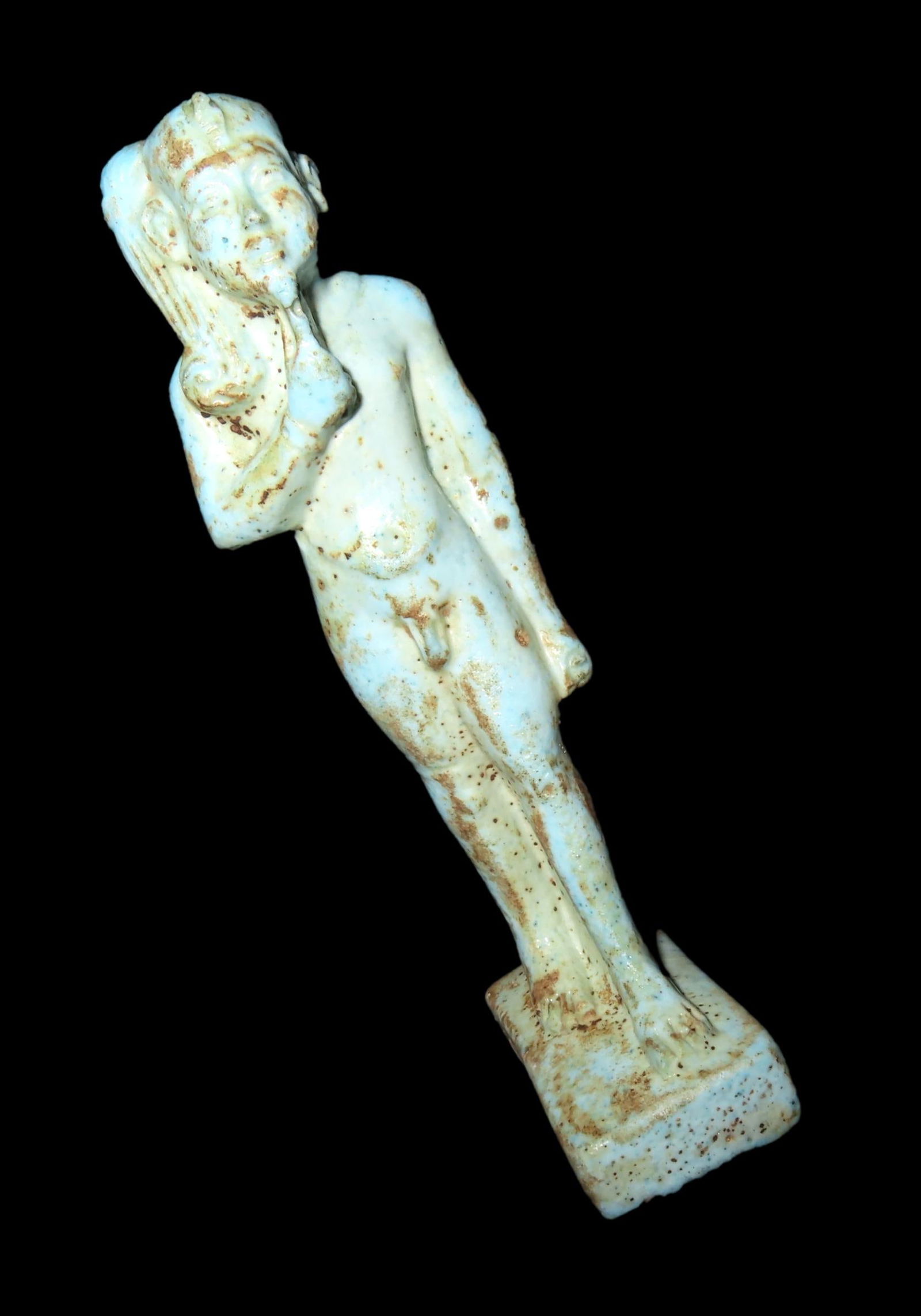 4 7/8" Egyptian Faience Funerary Statue of Harpokrates, 305-30 BC (1 of 7)