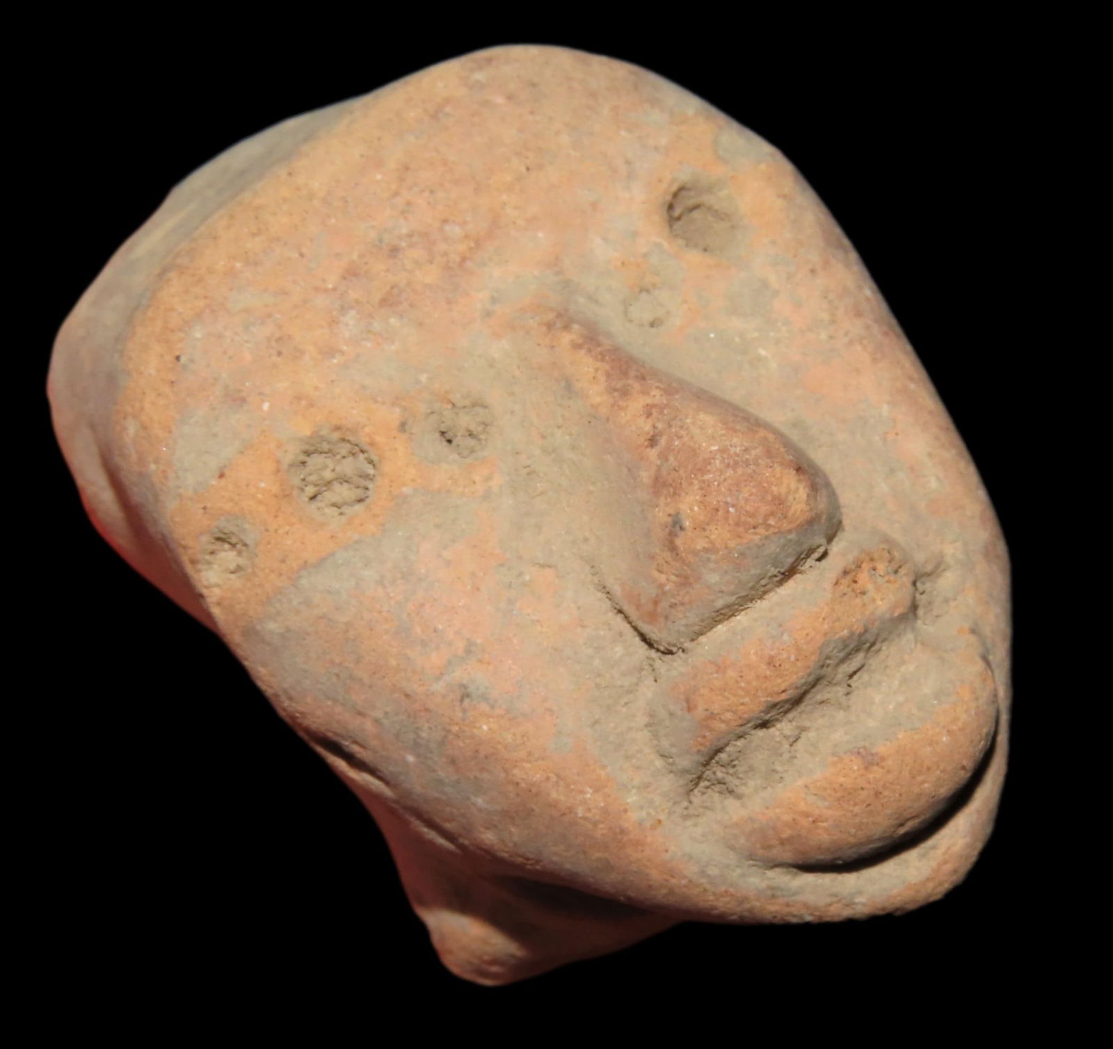 1 1/2" Pre-Columbian Pottery Head Effigy Ornament, found in South America, Ex Johnathan Johns Collec (1 of 5)