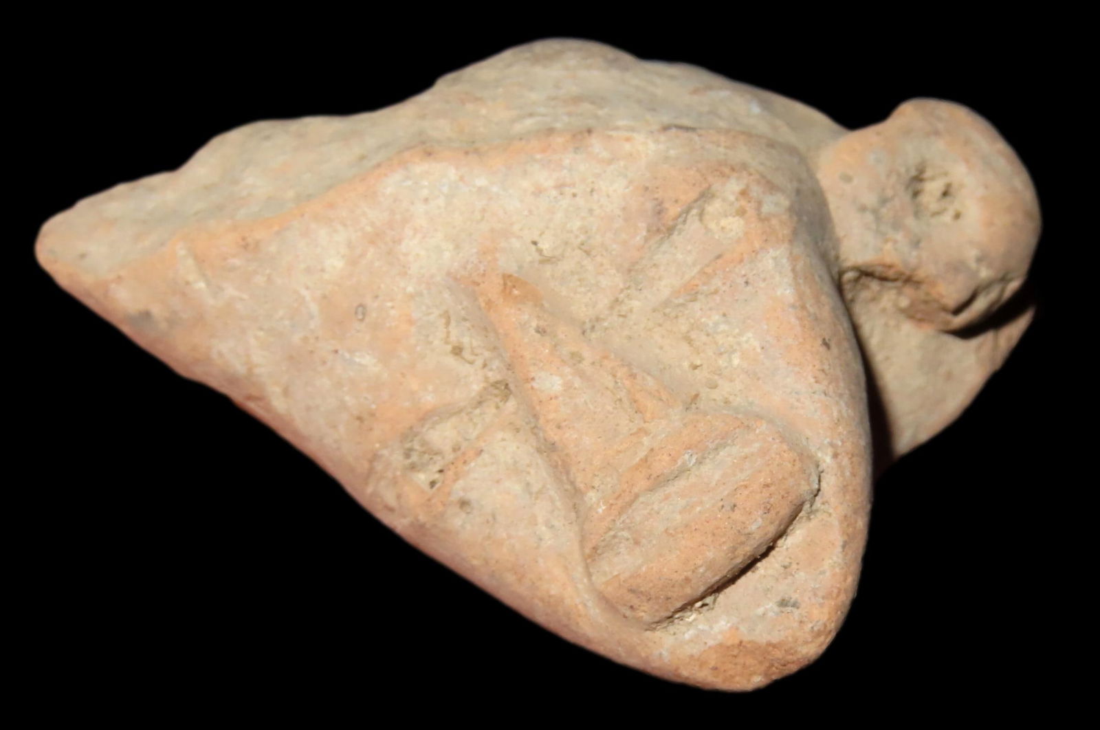 1 3/4" Pre-Columbian Pottery Head Effigy Ornament, found in South America, Ex Johnathan Johns Collec (1 of 5)