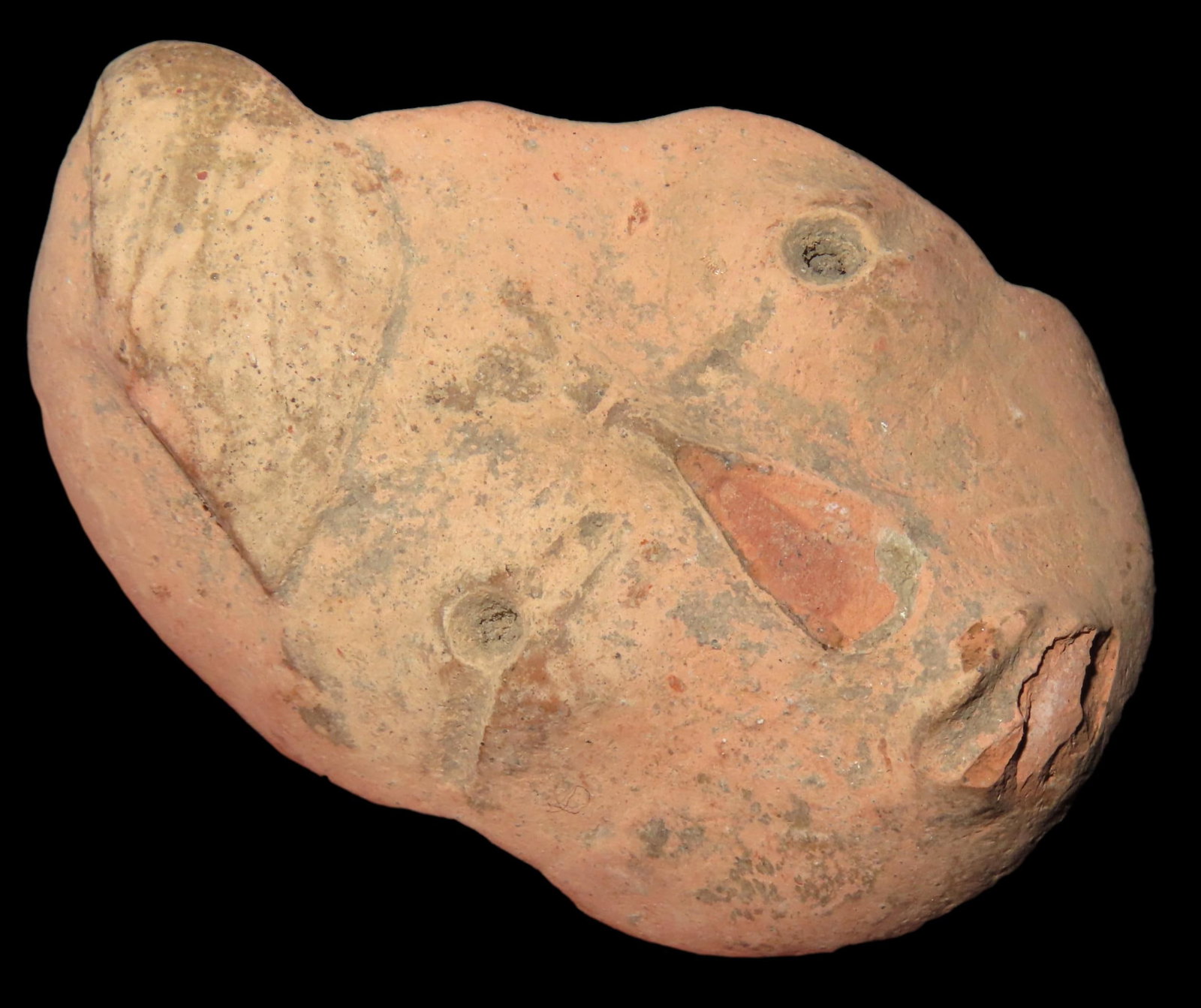 2 1/8" Pre-Columbian Pottery Head Effigy Ornament, found in South America, Ex Johnathan Johns Collec (1 of 5)