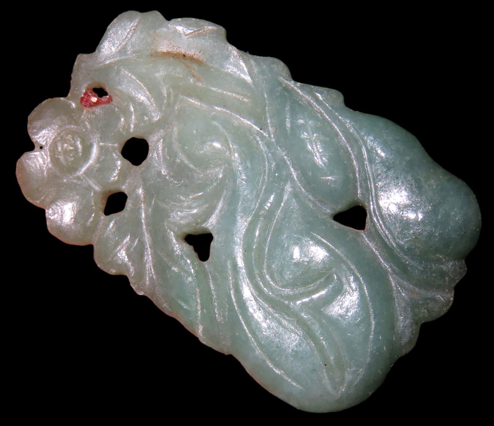 1 1/4" Chinese Jade Pendant, depicting flowers, Ex Johnathan Johns Collection (1 of 4)