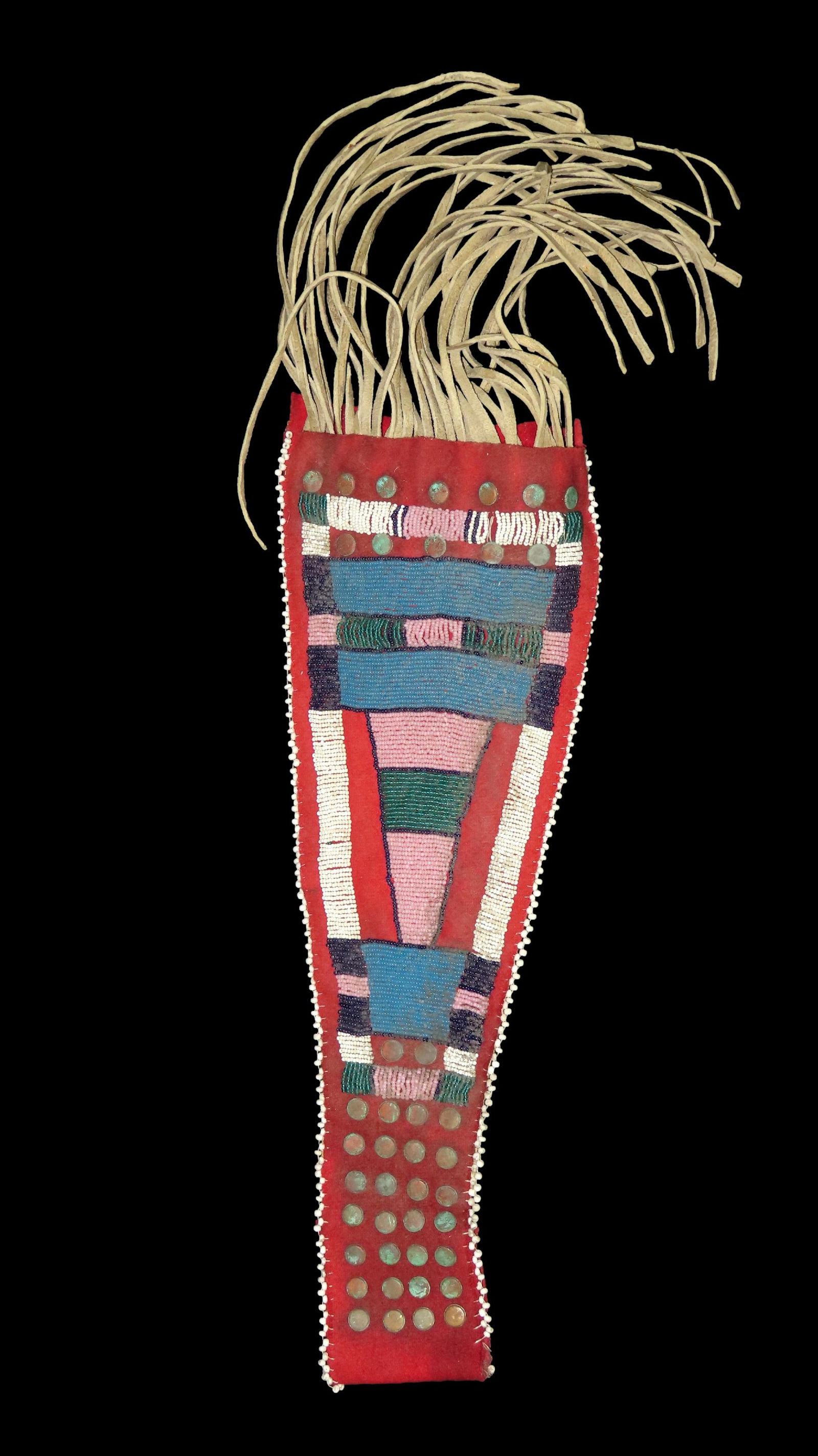 18" Native American Fringed, Hand Beaded Hide Pipe Bag (1 of 4)