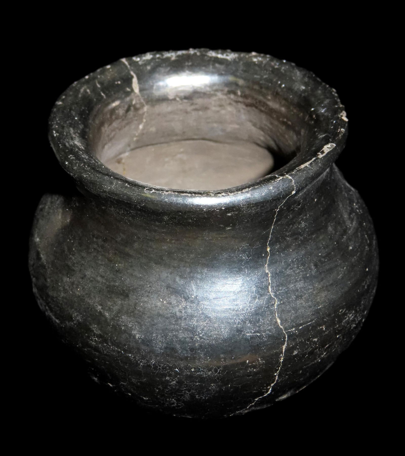 3 1/4" Tall Mayan Pottery Vessel, Broken and Reglued (1 of 6)