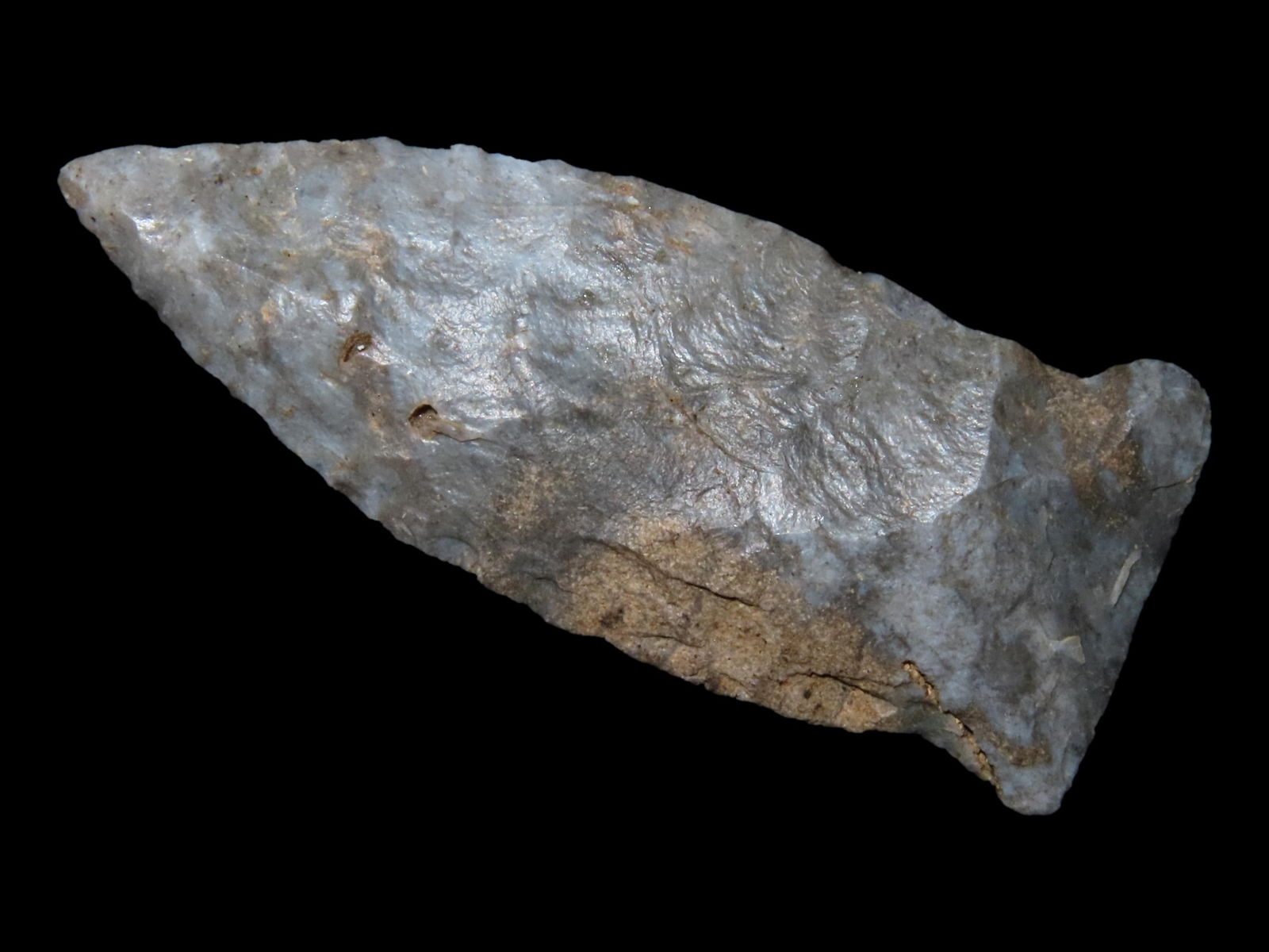 2 1/4" BEAVER LAKE, TENNESSEE, TOM DAVIS COA, NICE COLORFUL WELL FLAKED EXAMPLE, INDIAN ARROWHEAD, (1 of 5)