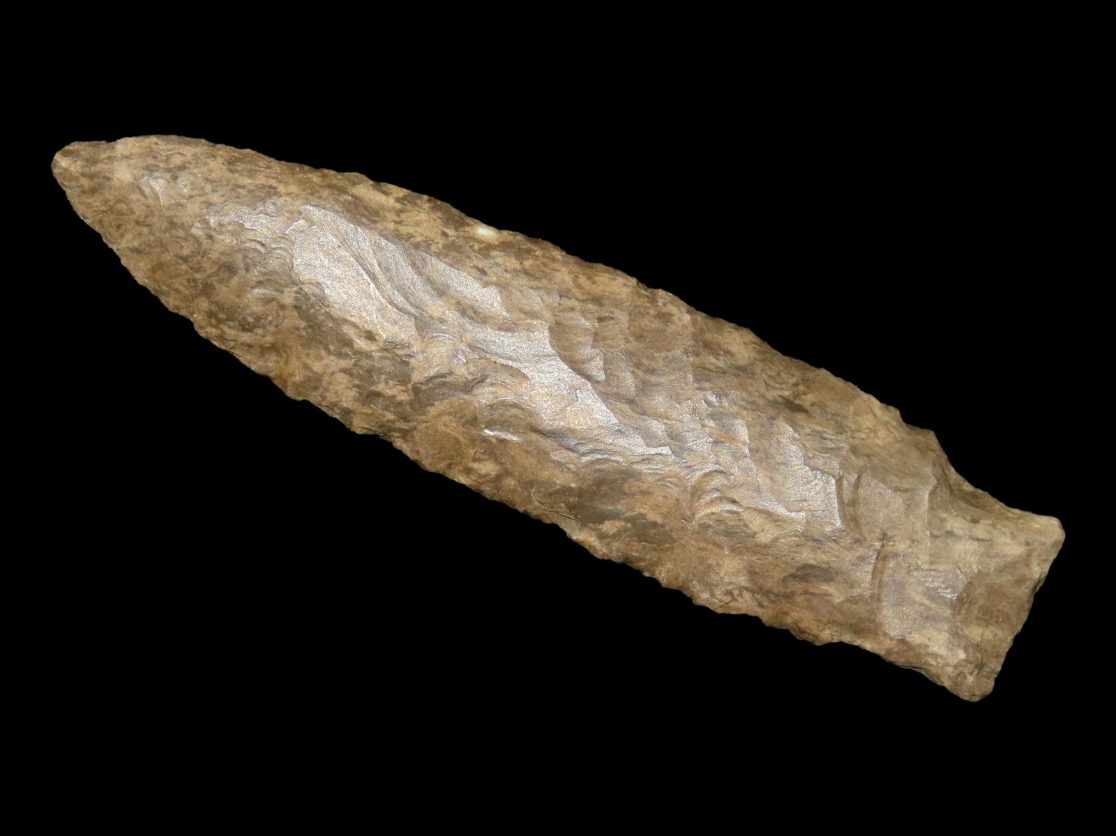 4 1/2" BENTON, HENRY CO. TENNESSEE, DICKEY COA, COLORFUL DOVER CHERT, VERY WELL FLAKED EXAMPLE WITH (1 of 4)