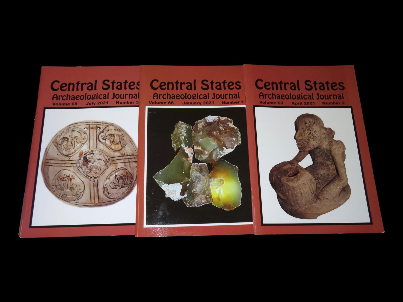 SET OF 3 - 2021 CENTRAL STATES ARCHAEOLOGICAL JOURNALS, INDIAN ARTIFACT, ARROWHEAD, BANNERSTONE, (1 of 2)
