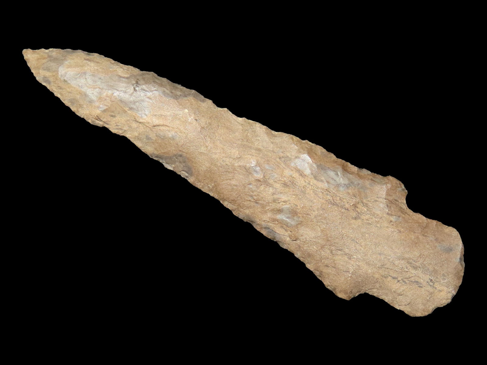 4 1/2" BEAVERTAIL ADENA, HENRY COUNTY TENNESSEE, COLORFUL DOVER CHERT, NICE LONG EXAMPLE, WELL (1 of 4)