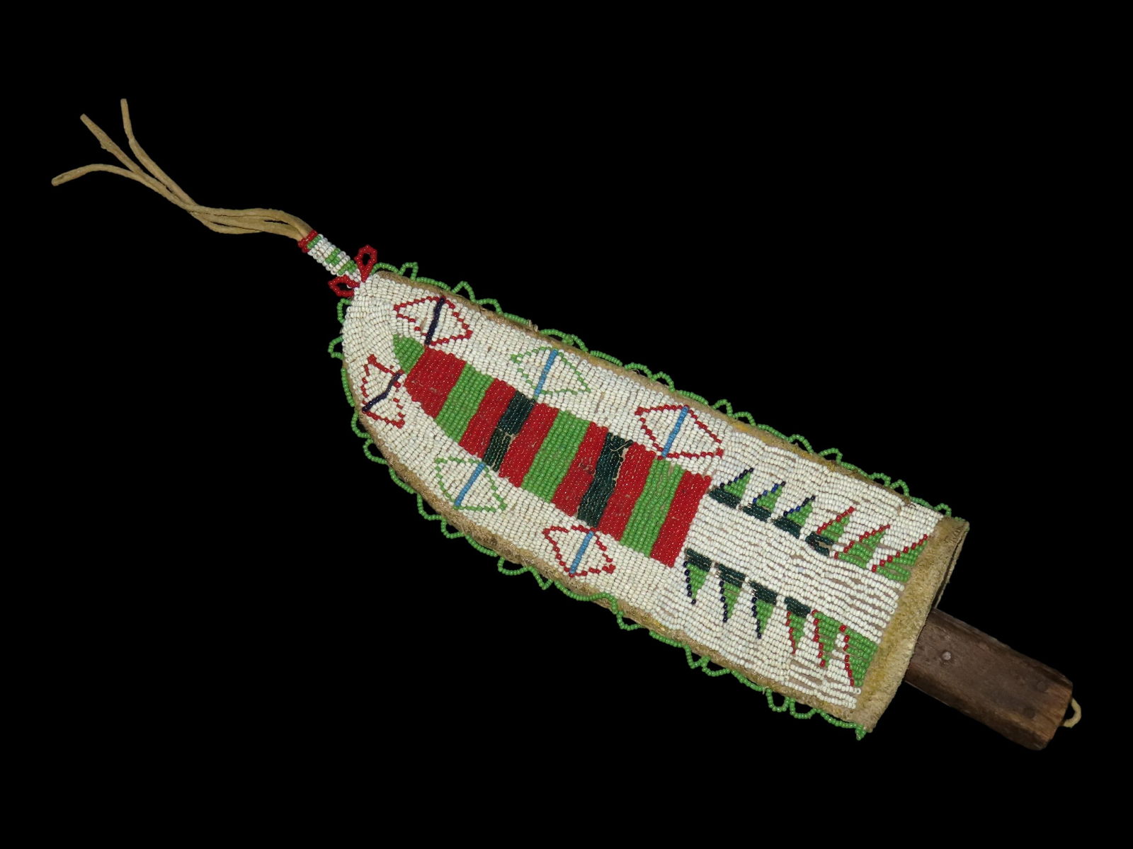 AMAZING PLAINS INDIAN KNIFE & BEADED SHEATH, GREAT OLD AUTHENTIC EXAMPLE, HISTORIC NATIVE AMERICAN (1 of 6)