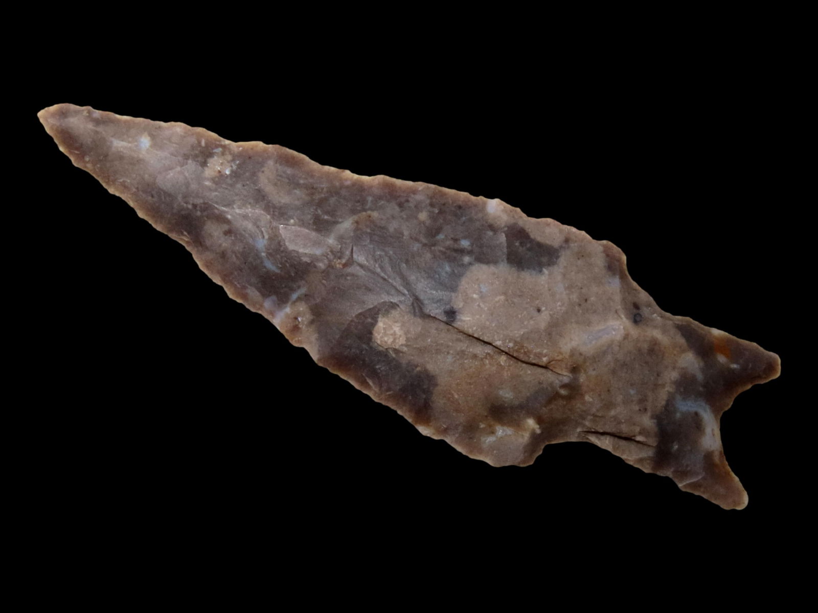 3 1/16" COLORFUL PEDERNALES, UVALDE COUNTY TEXAS, WELL FLAKED, TRANSLUCENT, HIGHLY PATINATED (1 of 4)