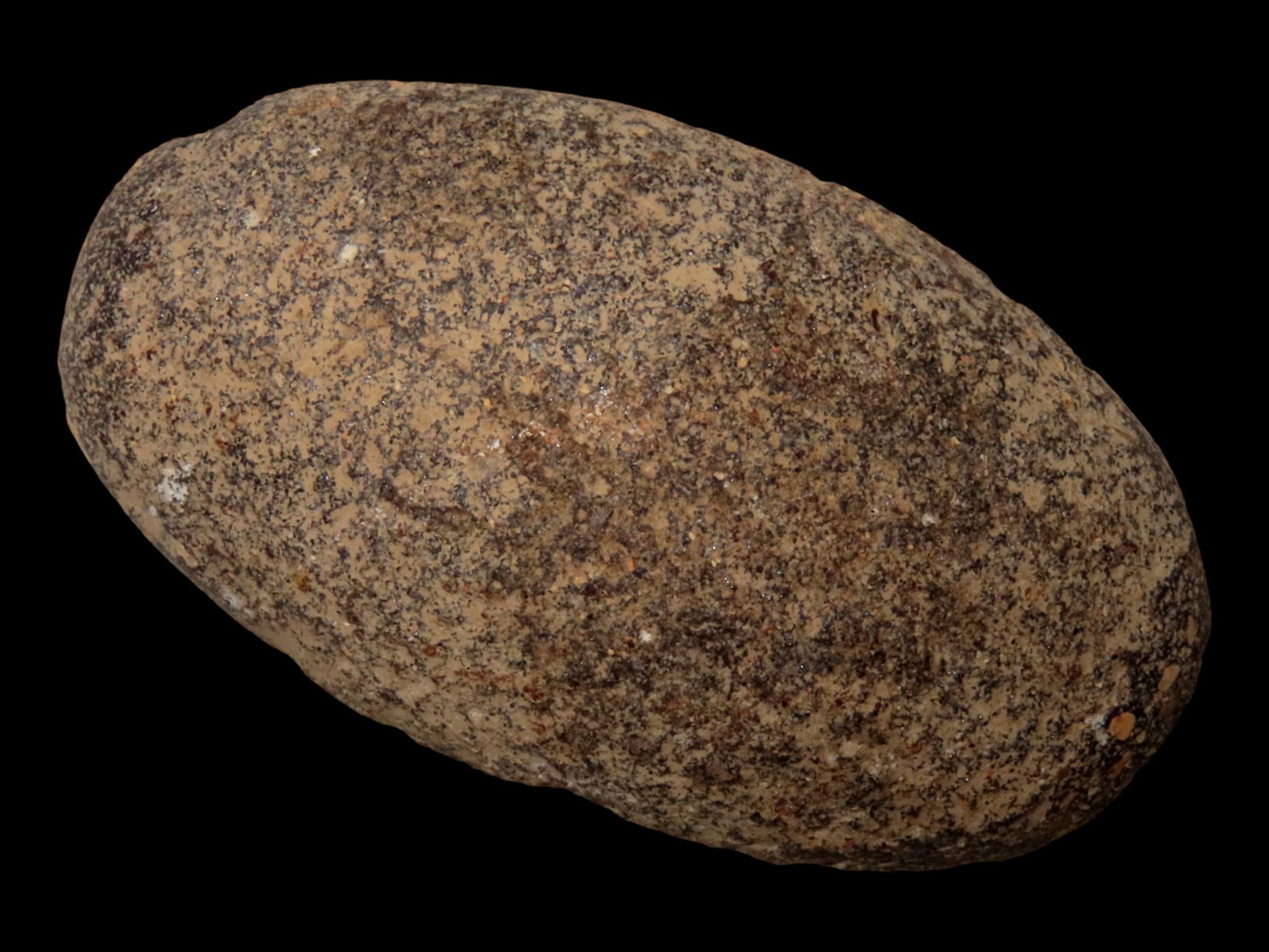 3 1/16" PORPHYRY BOATSTONE / LOAFSTONE, WILLIAMSON COUNTY TEXAS, NICELY SHAPED EXAMPLE, FLAT ON ONE: 3 1/16" PORPHYRY BOATSTONE / LOAFSTONE, WILLIAMSON COUNTY TEXAS, NICELY SHAPED EXAMPLE, FLAT ON ONE SIDE, DOMED ON THE OTHER