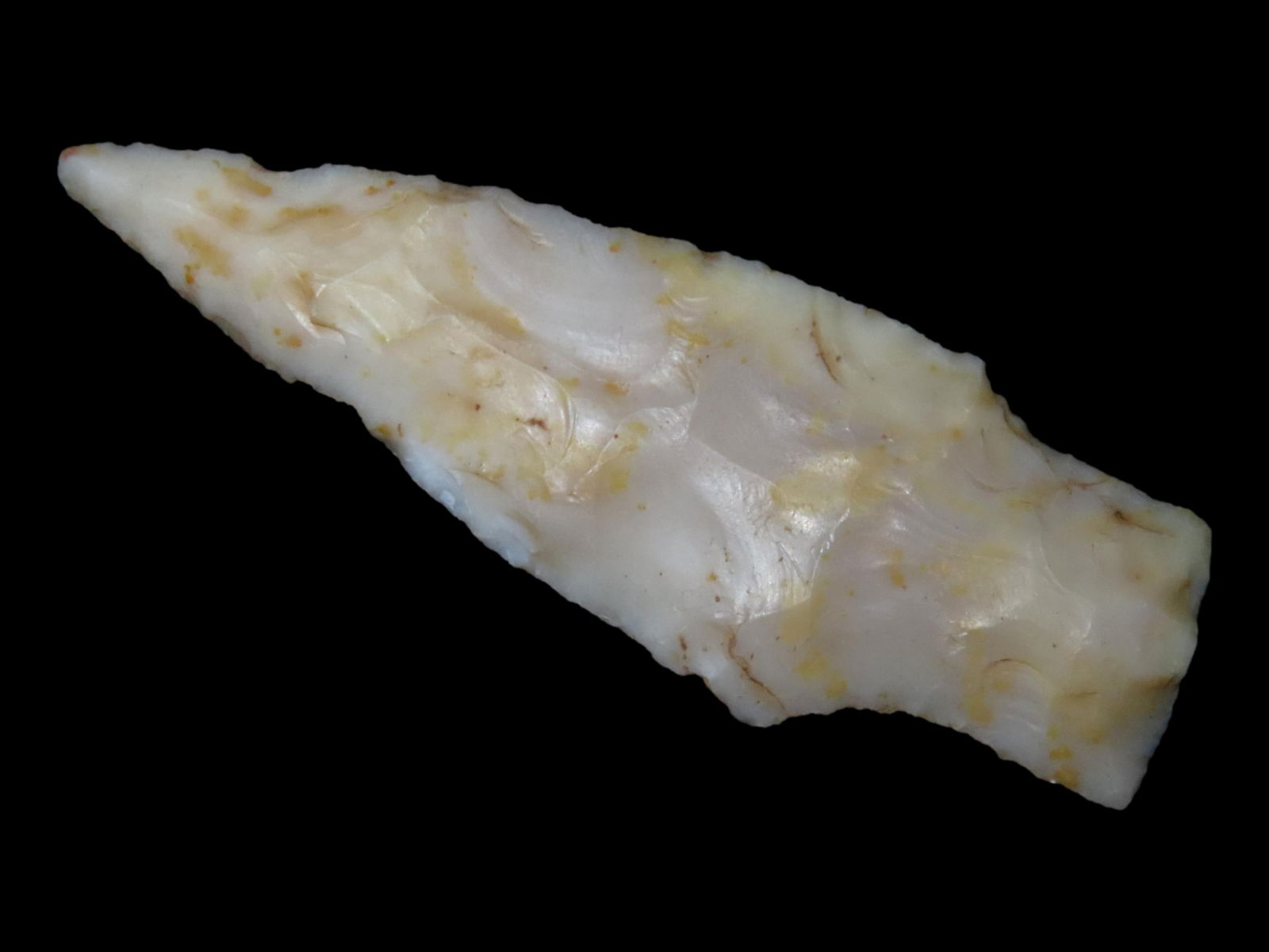 2 3/4" YELLOW & CREAM FLINT RIDGE SQUARE STEM, PICKAWAY COUNTY OHIO, VERY COLORFUL & HIGHLY (1 of 4)