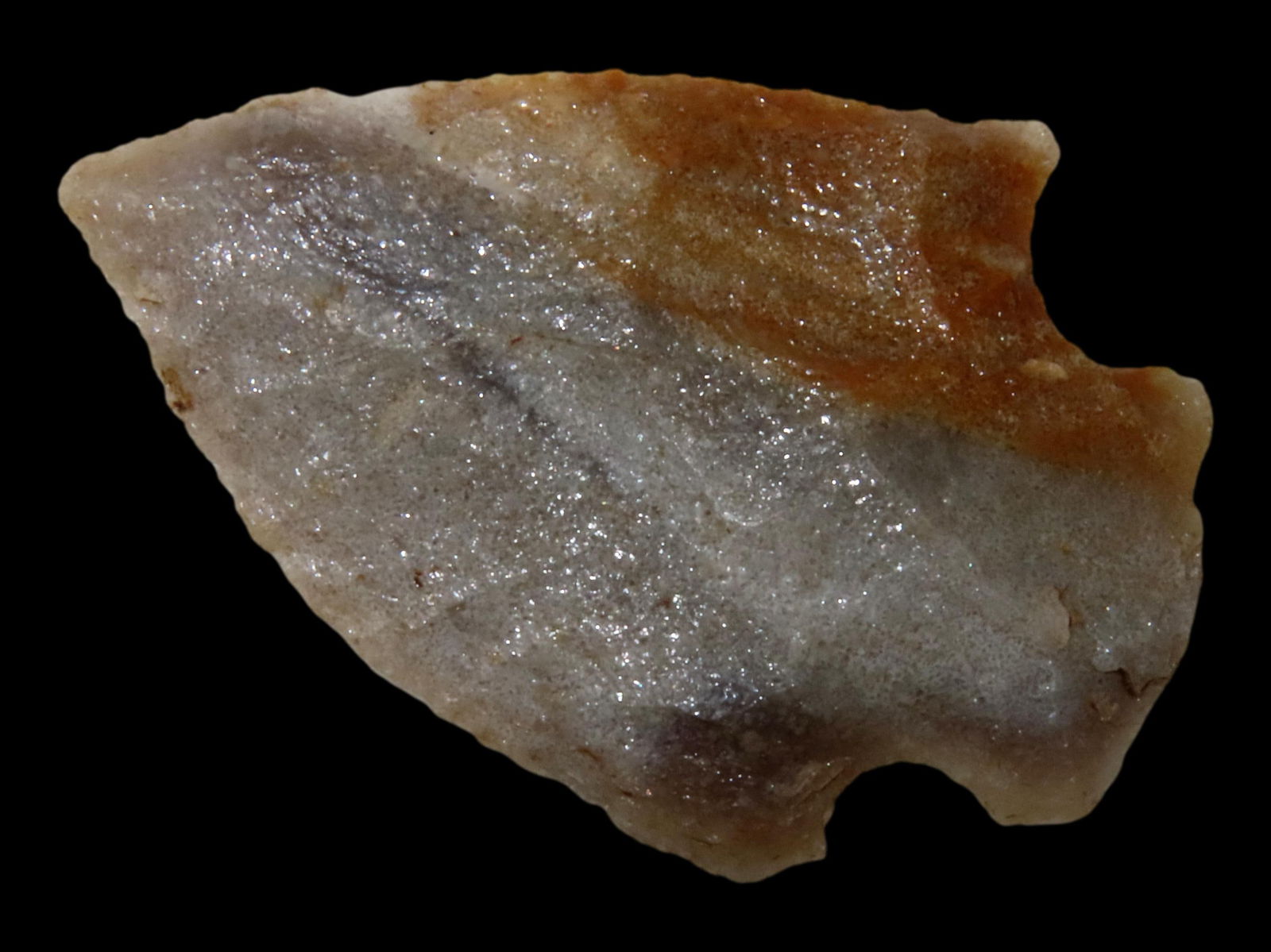 COLORFUL 1 7/8" HIGHLY TRANSLUCENT TALLAHATTA QUARTZITE KIRK CORNER NOTCH, LAUDERDALE COUNTY ALABAMA (1 of 4)