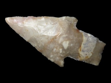 2 1/2" BULVERDE STEMMED, GILLESPIE COUNTY TEXAS, COLORFUL AND TRANSLUCENT, VERY WELL FLAKED EXAMPLE,