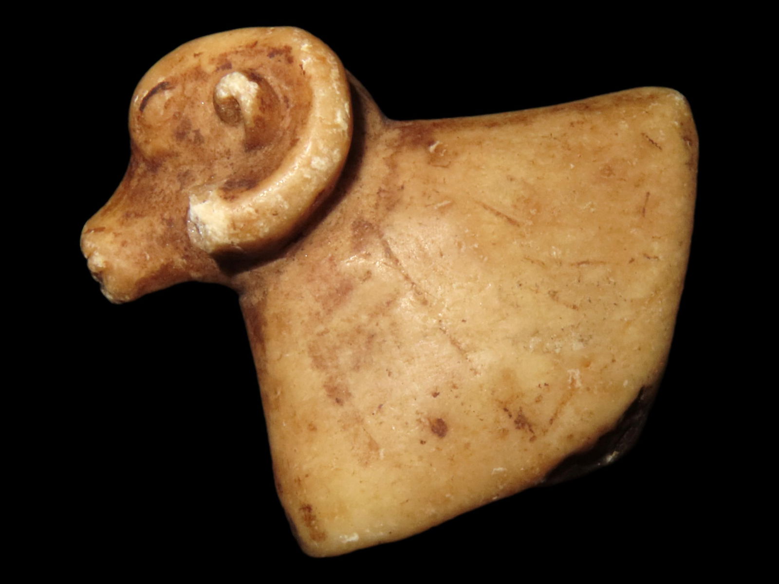 PRE-COLUMBIAN RAM EFFIGY CANOPA / STONE IDOL, FROM PERU, VERY DETAILED EXAMPLE, THESE WERE OFTEN (1 of 4)
