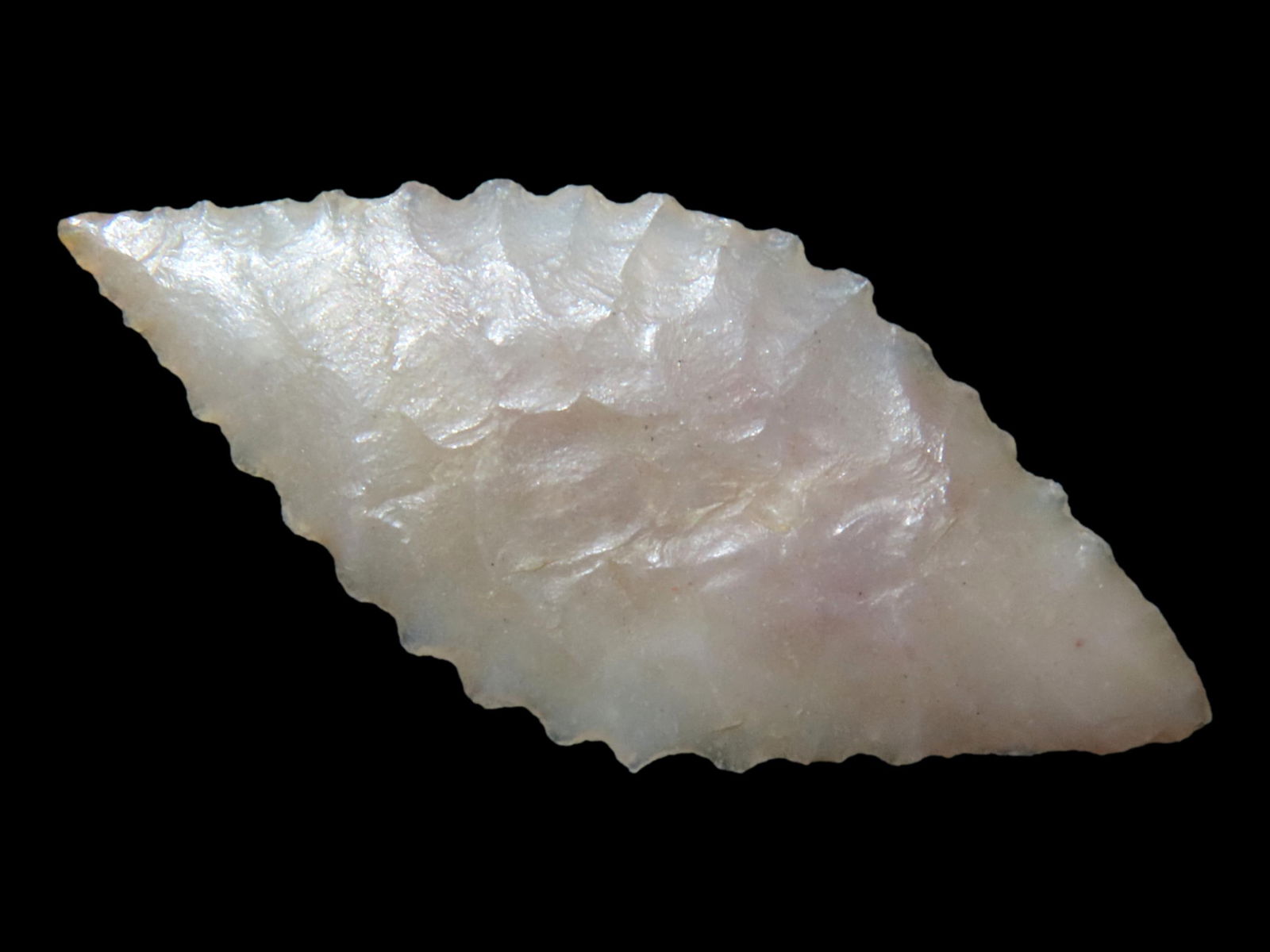 HIGHER GRADE NEOLITHIC "NODENA" WILLOWLEAF ARROWHEAD / BIRD POINT FROM THE SAHARA DESERT, VERY THIN (1 of 4)