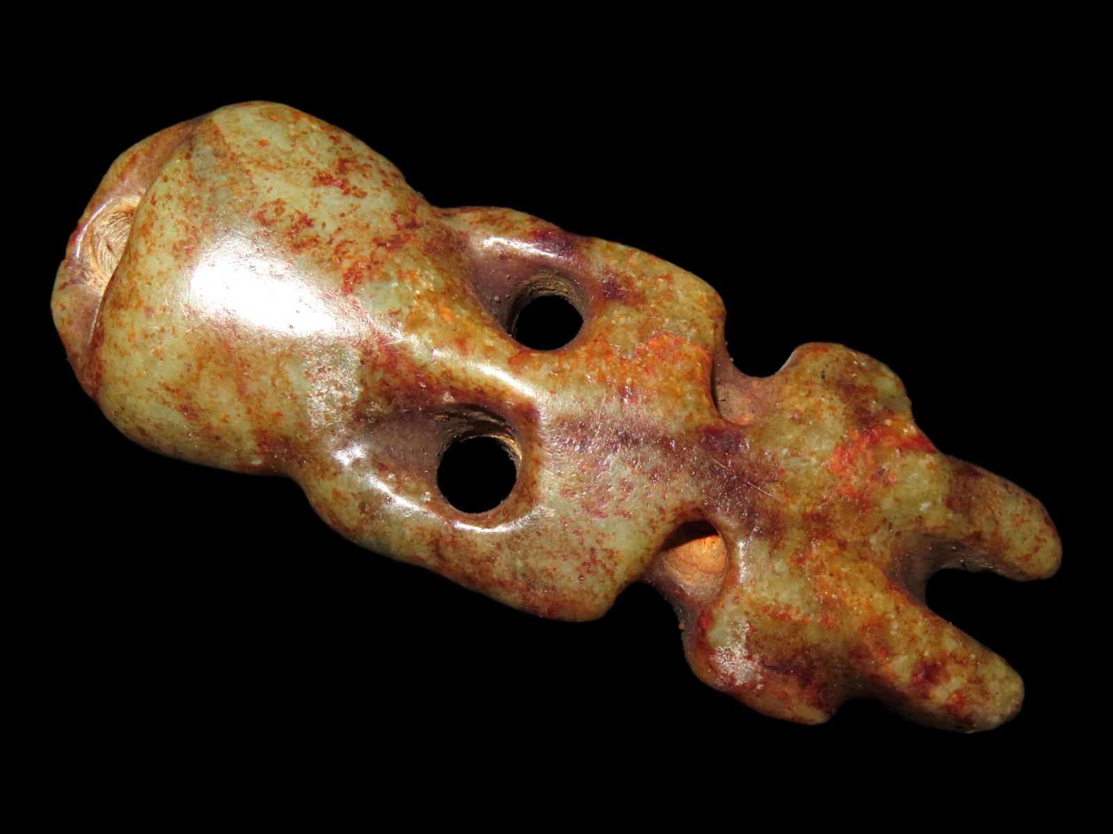 ANTIQUE CHINESE HONGSHAN CULTURE JADE EFFIGY PENDANT, HAND MADE (1 of 4)