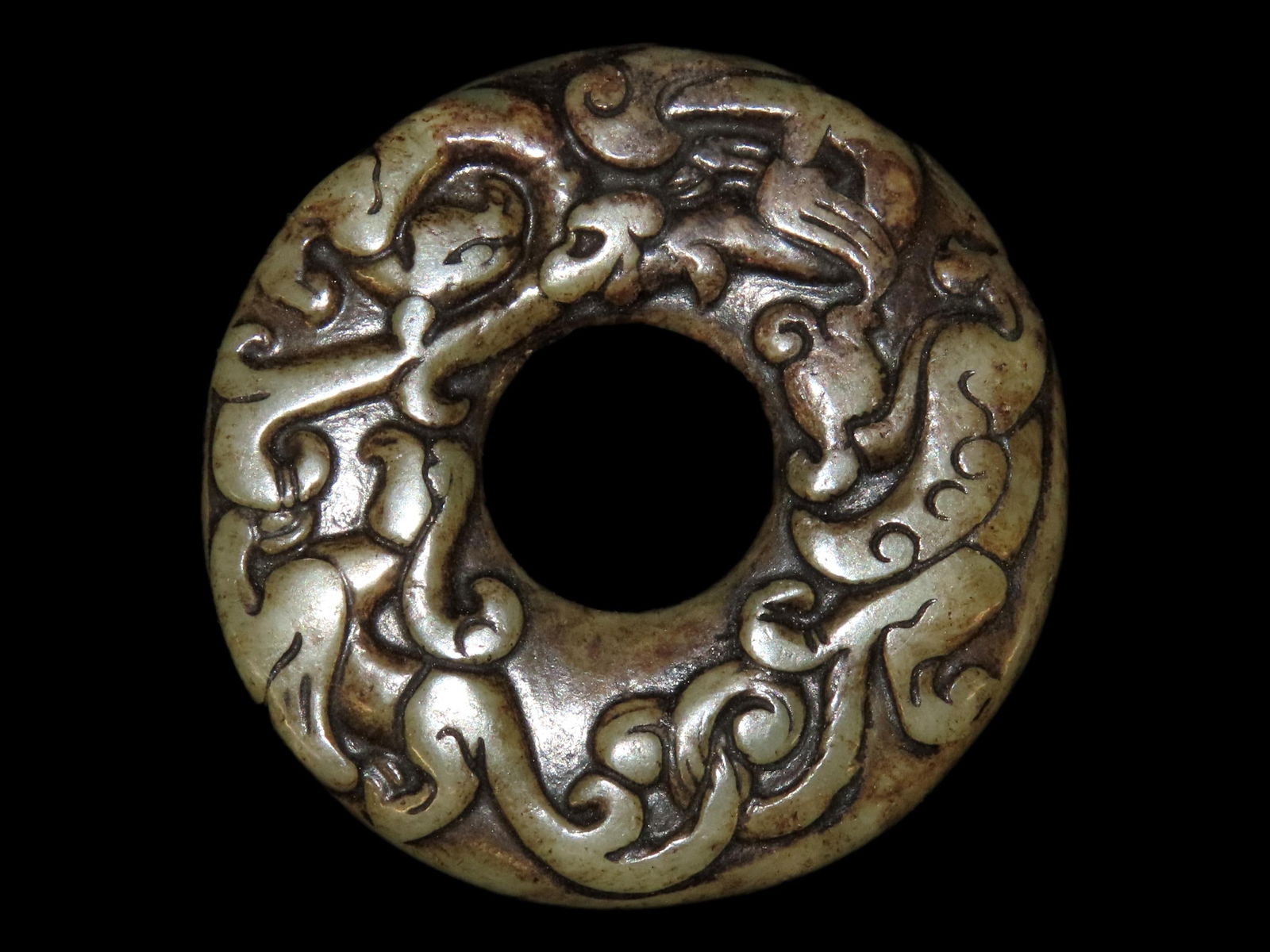 ANTIQUE CHINESE HONGSHAN CULTURE JADE EFFIGY PENDANT, HAND MADE (1 of 4)