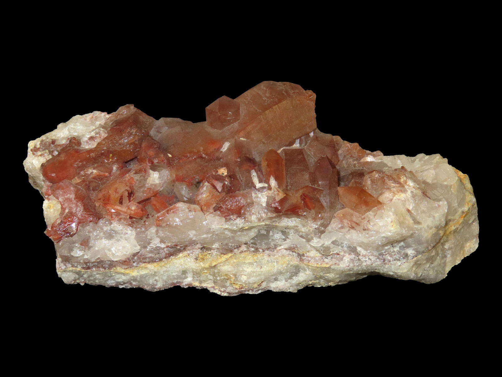 BEAUTIFUL CLUSTER OF RED QUARTZ CRYSTAL, 5 1/4" LONG, GREAT DISPLAY SPECIMEN (1 of 4)