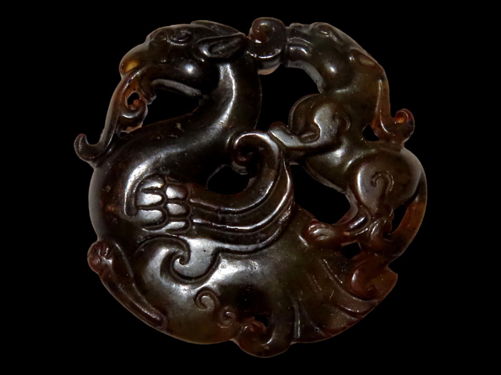 ANTIQUE CHINESE HONGSHAN CULTURE JADE EFFIGY PENDANT, HAND MADE (1 of 4)