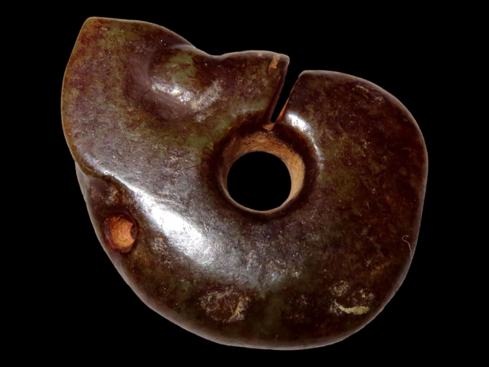 ANTIQUE CHINESE HONGSHAN CULTURE JADE EFFIGY PENDANT, HAND MADE (1 of 4)