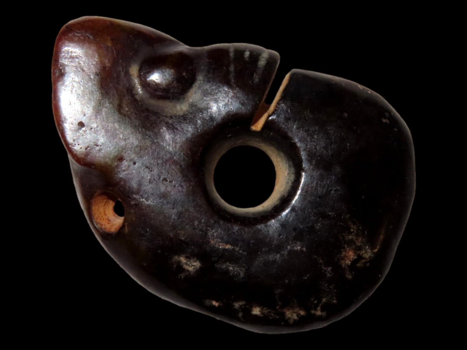 ANTIQUE CHINESE HONGSHAN CULTURE JADE EFFIGY PENDANT, HAND MADE (1 of 4)