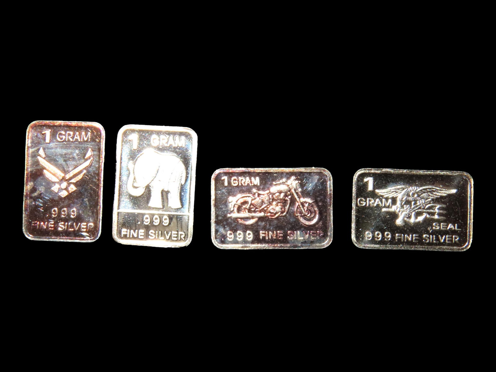 LOT OF 4 MINI SOLID SILVER BARS, 1 GRAM EACH, SILVER BULLION (1 of 2)