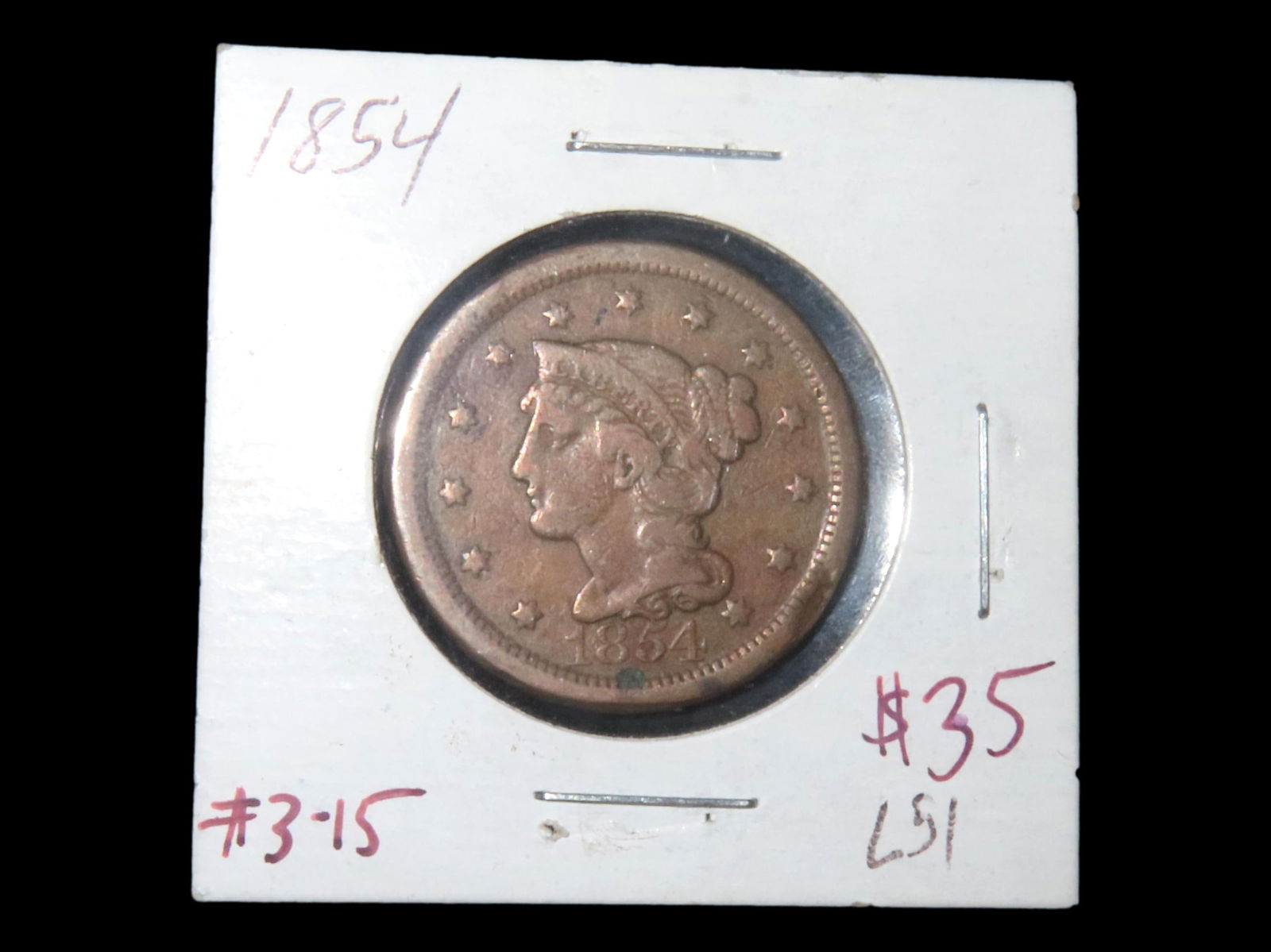 NICER GRADE 1854 LARGE CENT, EARLY U.S. OBSOLETE COIN, AMAZING CONDITION FOR THE AGE (1 of 3)
