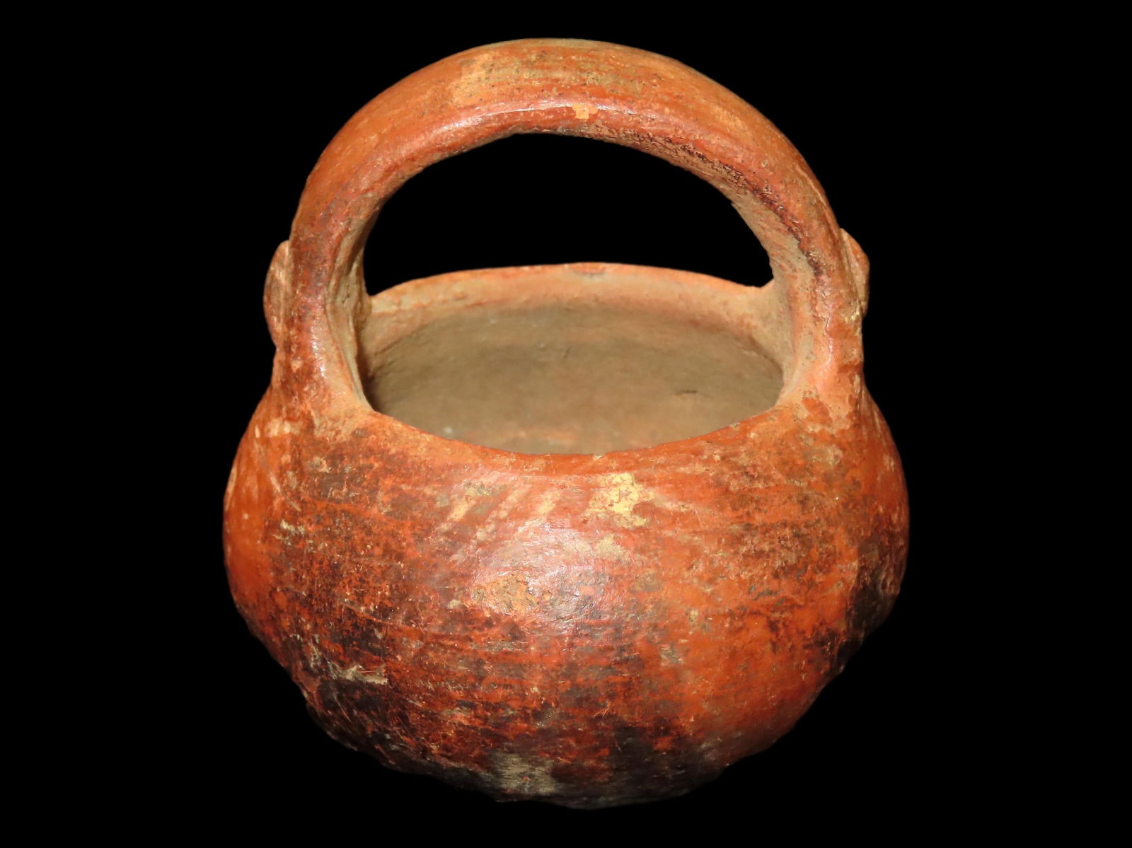 2 1/2" Diameter Stirrup Handle Pre Columbian Pottery Vessel, Nice Paint and Art, Mexico (1 of 5)