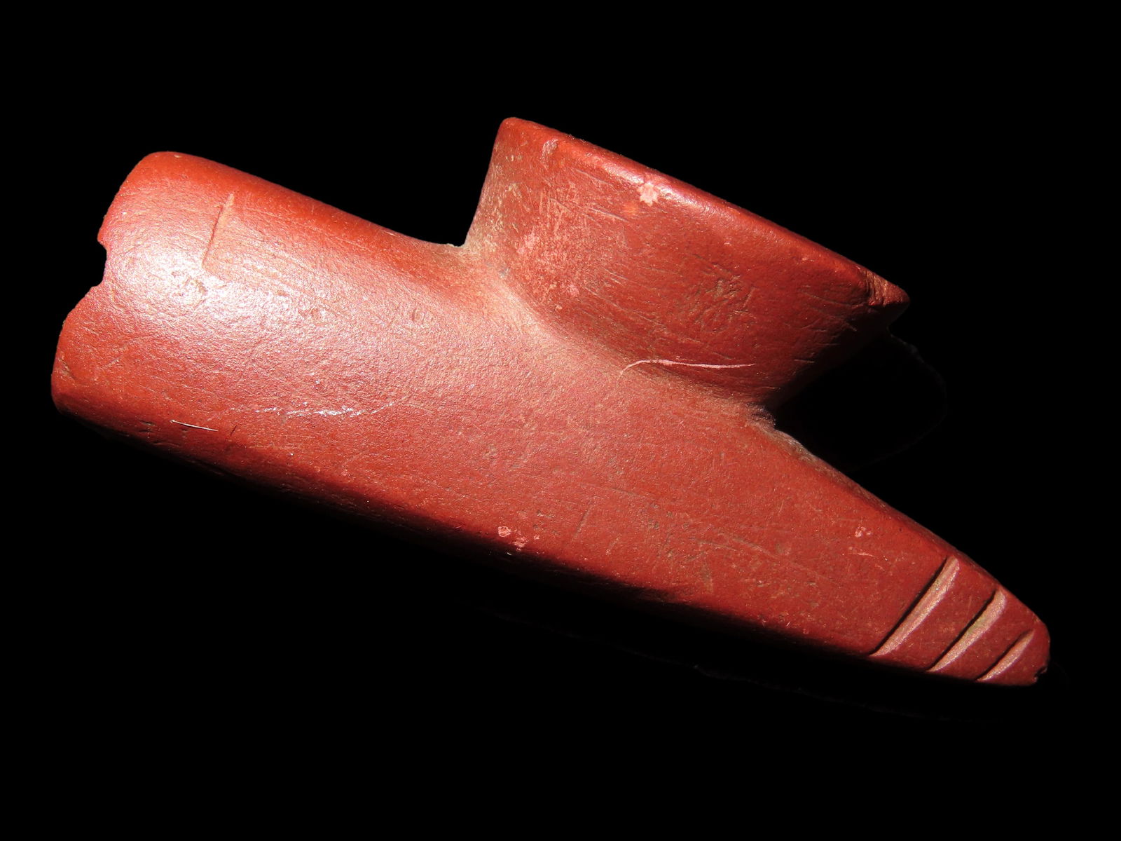 2 1/8" Pipe, Motley COA, found in South Dakota made of Red Pipestone (1 of 6)