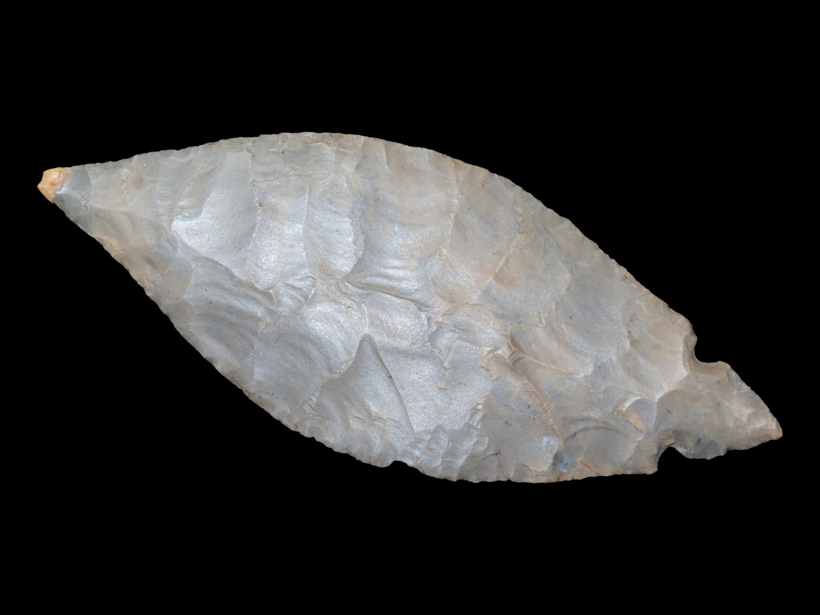 Exceptional 4 9/16" Fulton Turkeytail, Kerns COA, found in Ross Co., Ohio, Ex Sharp Coll. (1 of 12)