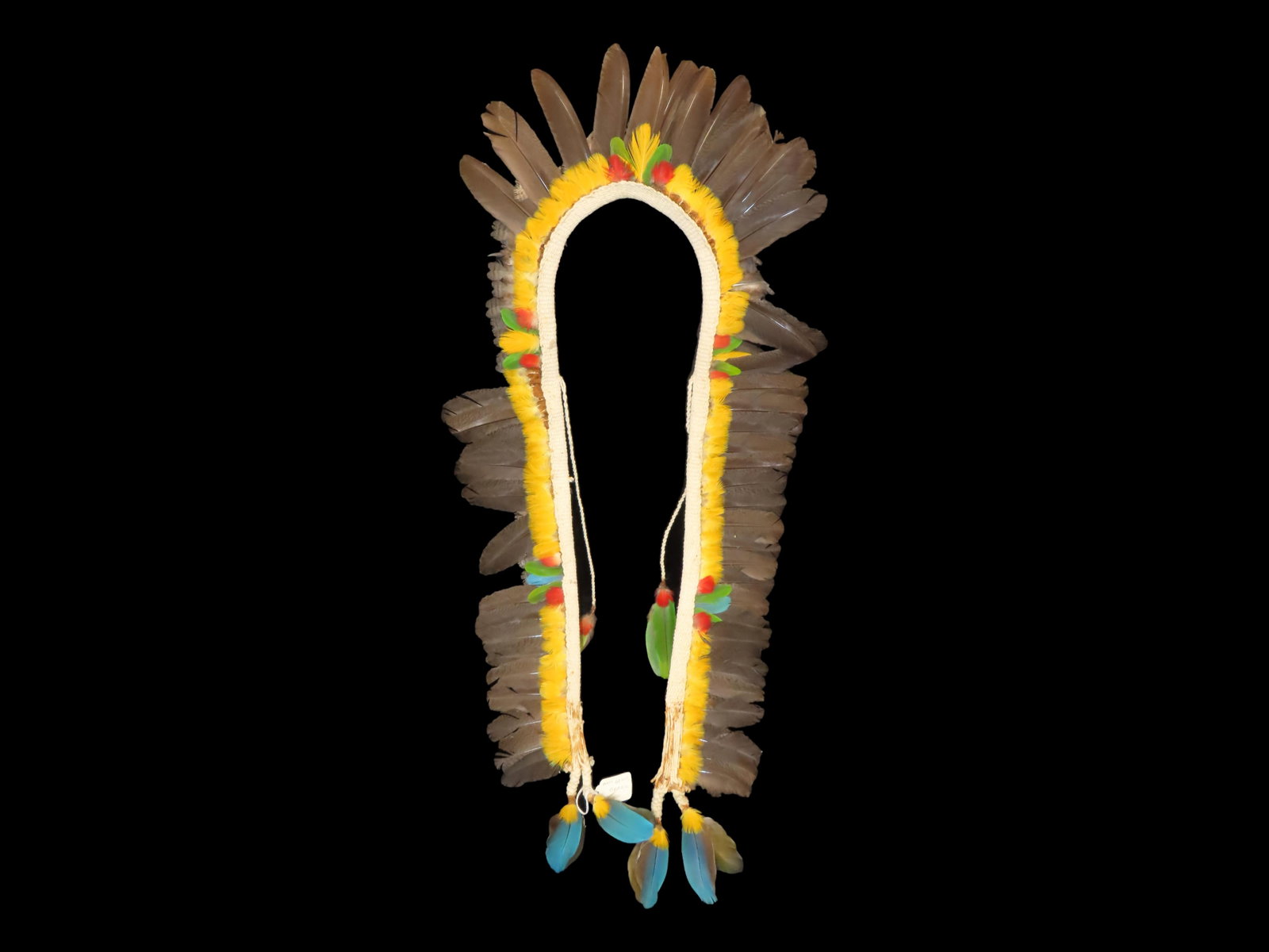 Indigenous Ceremonial Feather Headdress, Mato Grosso Brazil: Indigenous Ceremonial Feather Headdress, Mato Grosso Brazil