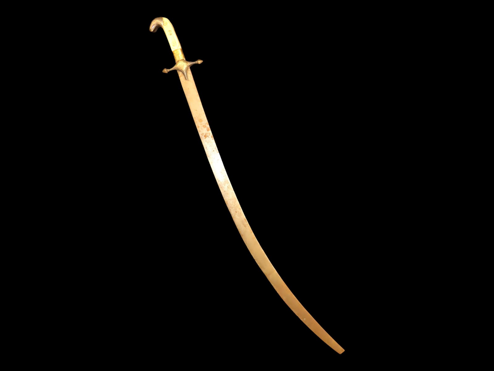 Iraq Bone Handle Curved Sword, Early 1900's, Late 1800's: Iraq Bone Handle Curved Sword, Early 1900's, Late 1800's