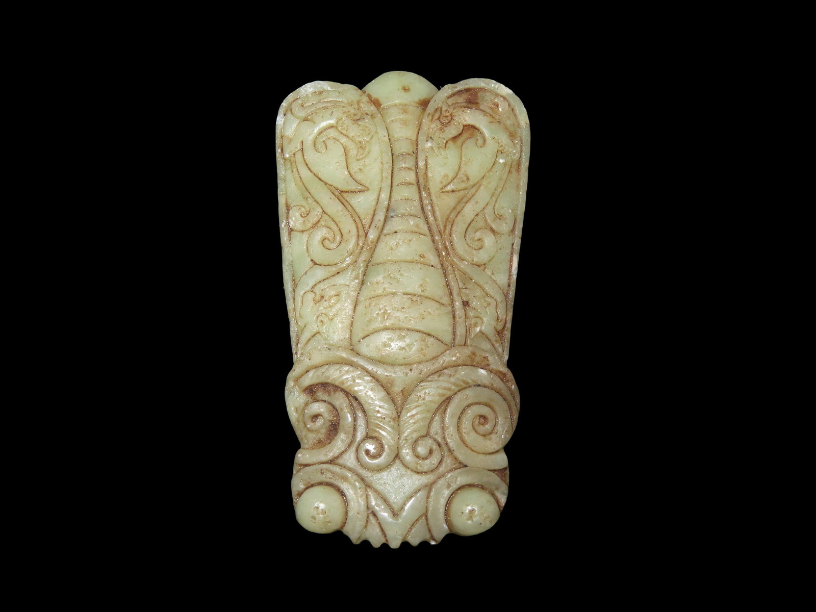 ANTIQUE CHINESE HONGSHAN CULTURE JADE EFFIGY PENDANT, HAND MADE (1 of 7)