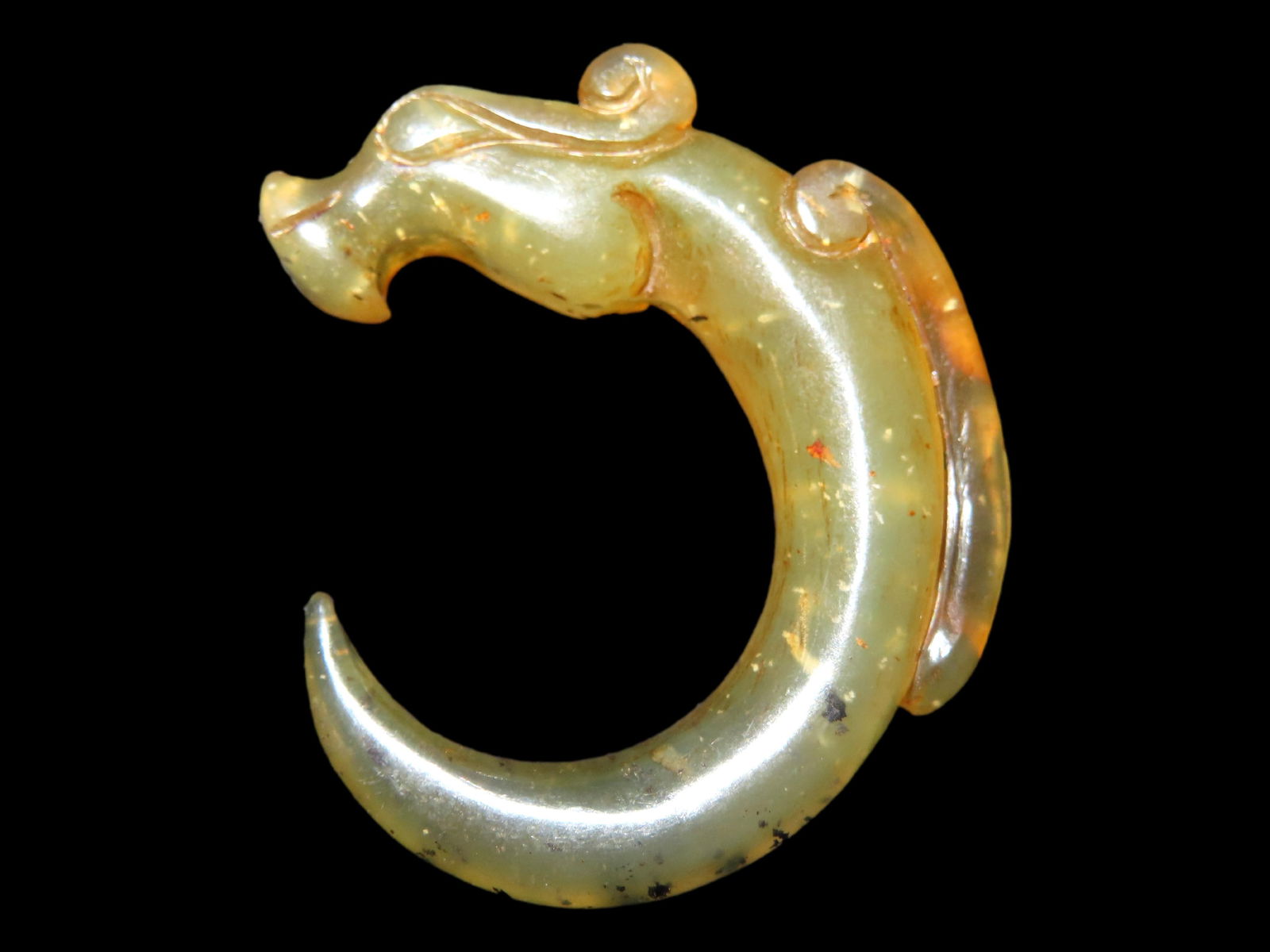 ANTIQUE CHINESE HONGSHAN CULTURE JADE EFFIGY PENDANT, HAND MADE (1 of 6)