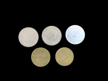Lot of 5 Coins Austria 1 schilling 1959-2001, Italy 10 lire 1951-2001, Ussr 3 kopeks 1961-1991,
