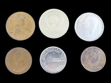 Lot of 6 Coins United Kingdom 2 shillings (florin) 1937-1948, Germany 10 pfenning 1950-2001,