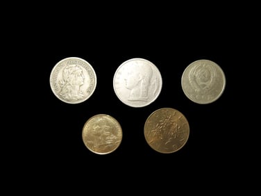 Lots of 5 Coins, USSR 20 kopeks 1961-1991, France 10 centimes 1962-2001, Austria 1 schilling