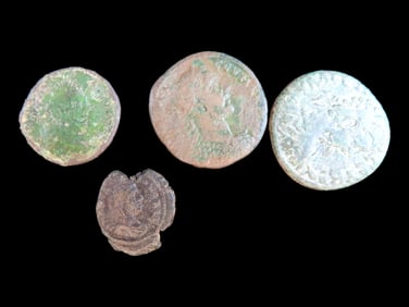 Lot of 4 Coins, United Kingdom 1/2 penny 1770-1775, Bremen 1 grote 1763-17654, Poland 1 solid