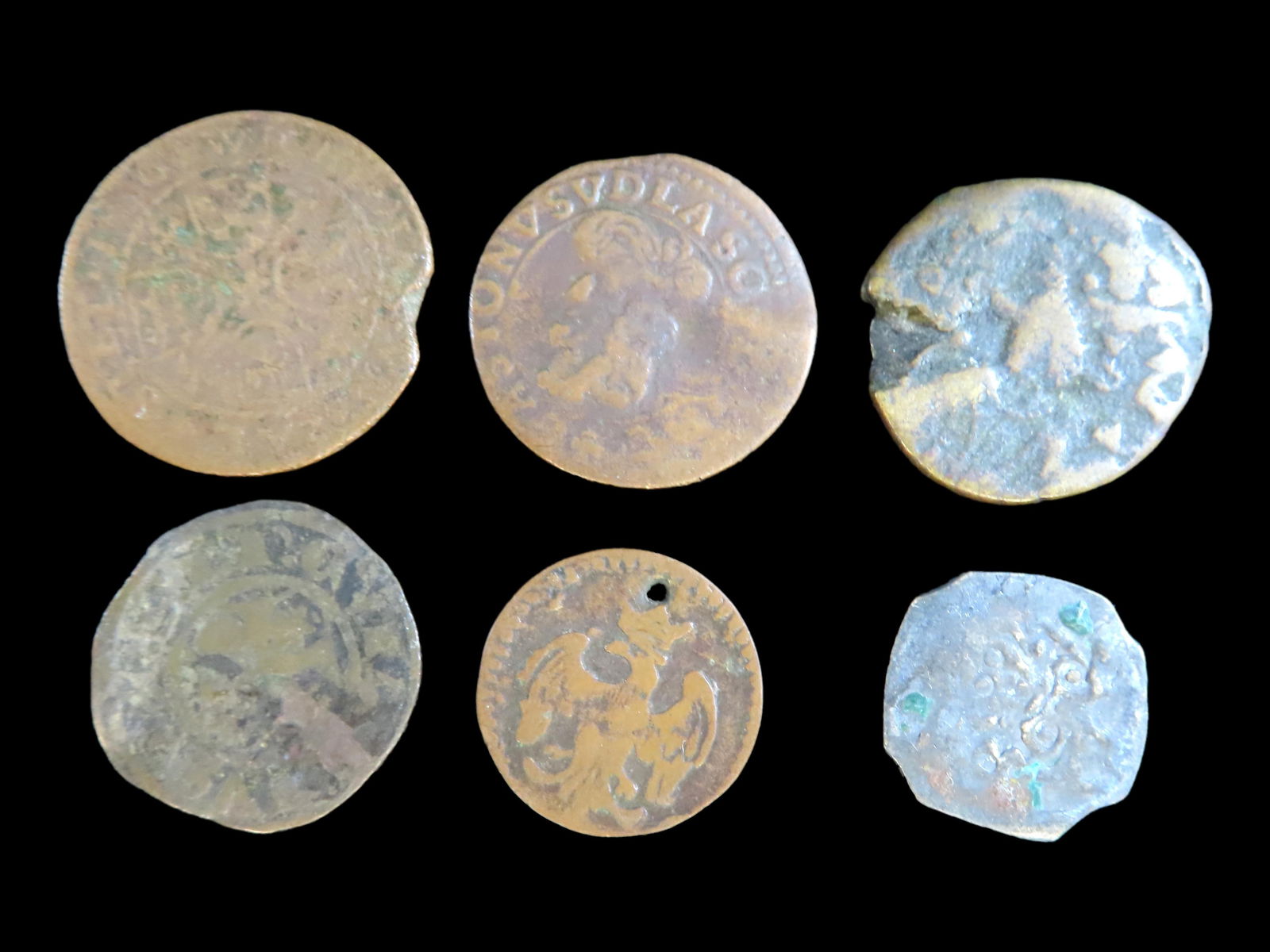 Lot of 6 Coins, Saxe- Weimar-Eisenach 1 pfennig 1799-1807, Delhi Sultanate 1 paisa 1545-1553, France (1 of 2)