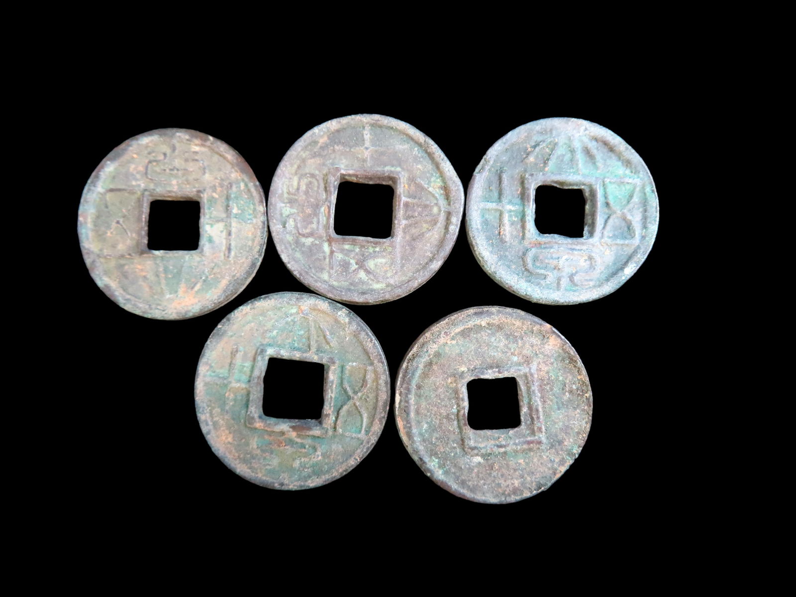 Lot of 5 Coins, Morocco 1 falus, W/O mintmark 1834-1853, Morocco 1 falus, Mintmark Marrakesh (1 of 2)