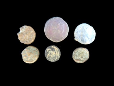 Lot of 6 Coins, Bolivia 4 reals 1598-1621, United Kingdom 1 penny 1902-1910, Poland 1 solid