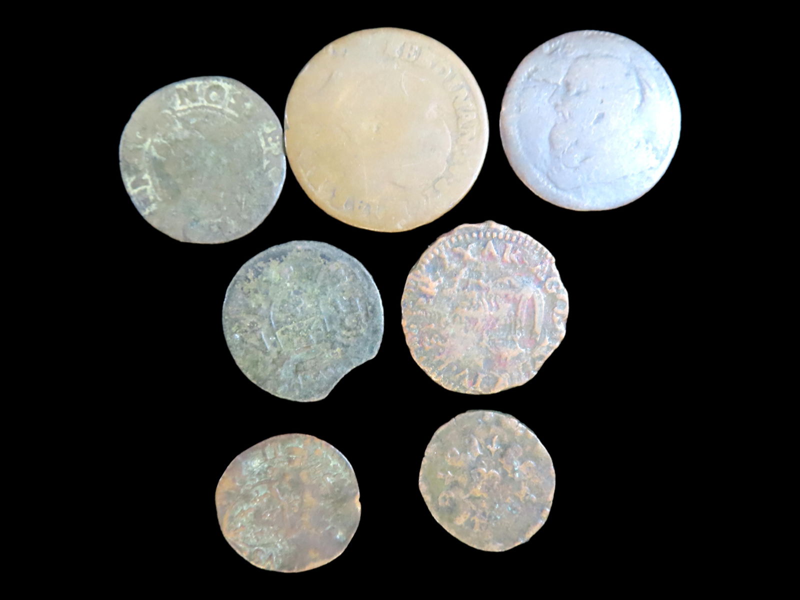 Lot of 7 Coins, Naples 1 grano 1788-1793, Modena 1 seeino, Bust to right, Eagle of Este on reverse (1 of 2)