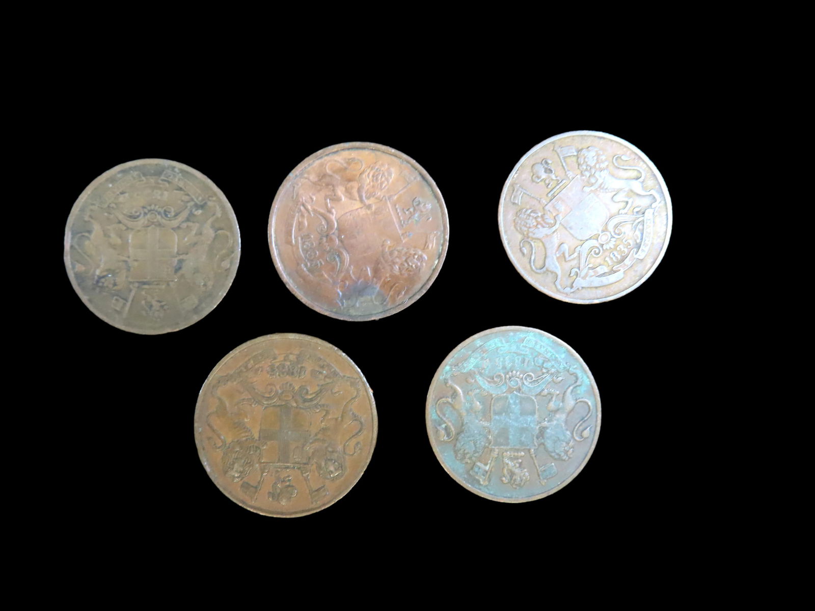 Lot of 5 Coins, India-British 1/4 anna 1835, India-British 1/4 anna 1835, India-British 1/4 anna (1 of 2)