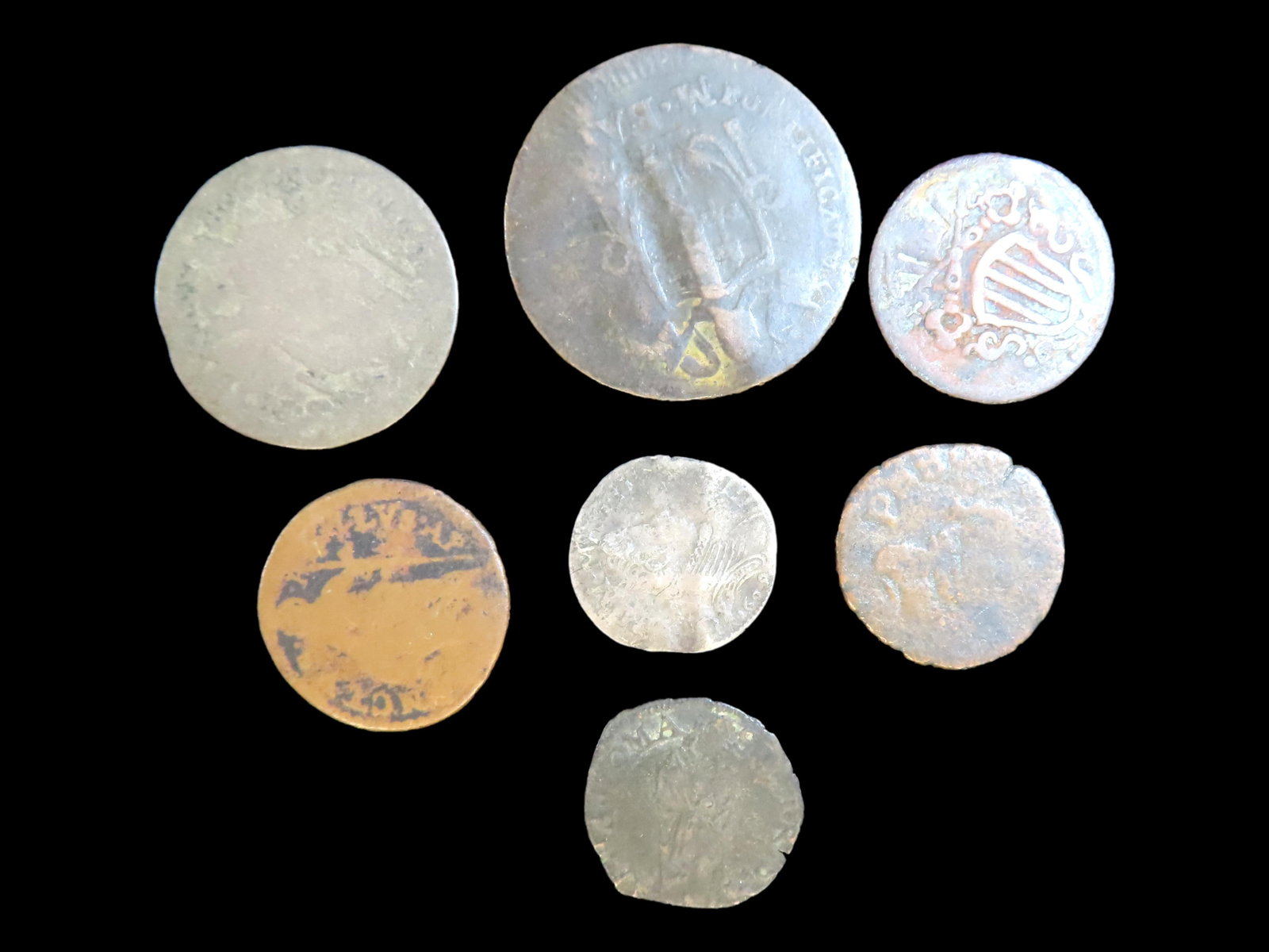 Lot of 7 Coins, Papal States 1/2 baiocco 1802, Bologna 4 bolognini 1741-1754, Cologne 1/4 stuber: Lot of 7 Coins, Papal States 1/2 baiocco 1802, Bologna 4 bolognini 1741-1754, Cologne 1/4 stuber 1763-1767, France Double tournois 1642-1643, Sweden 1 fyrk 1624-1625, Poland 1 solid 1659-1667, Gubbio 