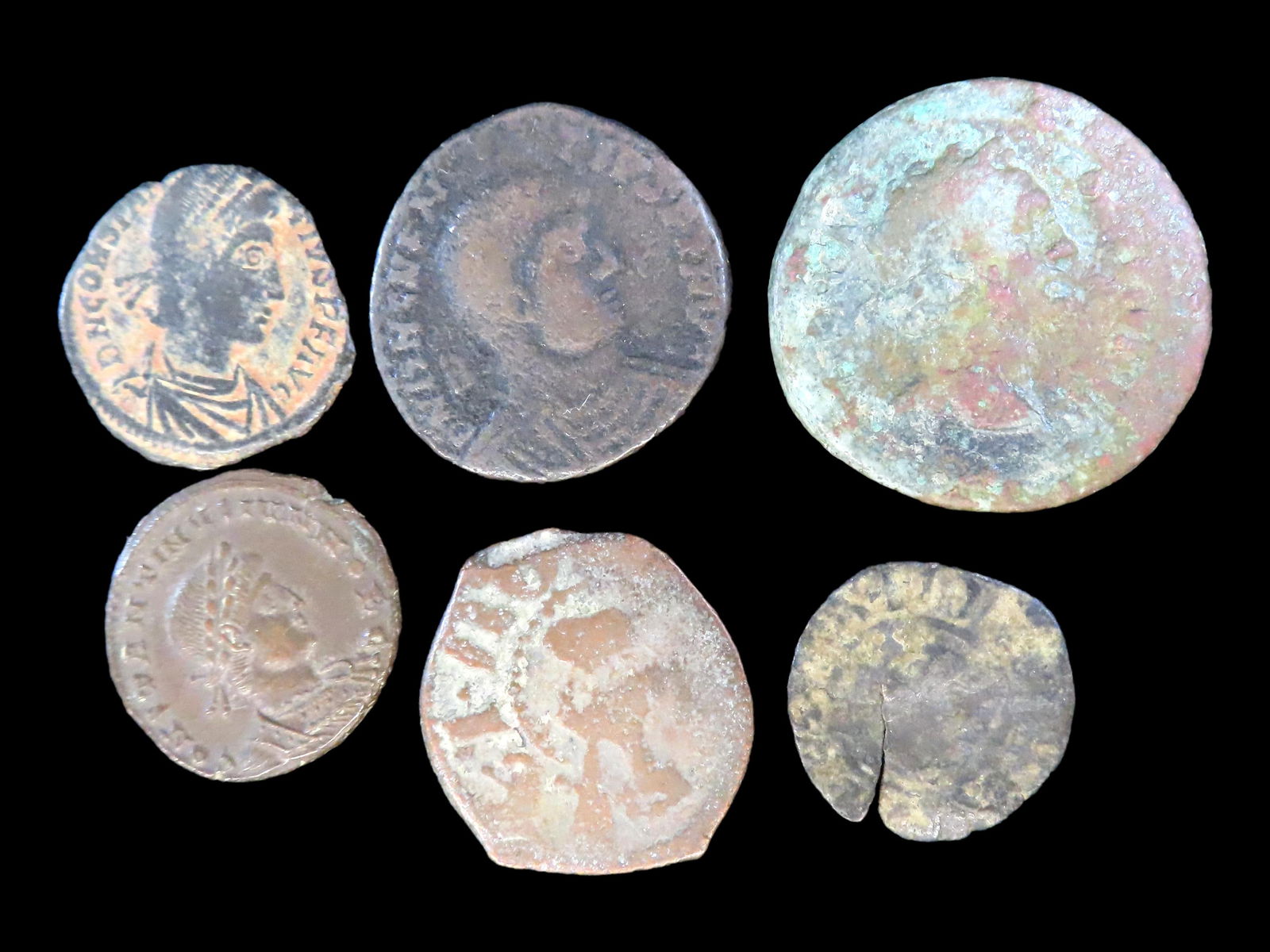 Lot of 6 Coins, USA 3 cents, Three Cent Nickel 1865-1889, France 1 sol 1793, Sicily 1 cinquina 1610, (1 of 2)