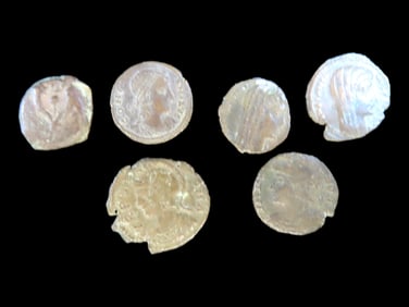 Lot of 6 Coins, Jammu and Kashmir 1/2 paisa 1878-1892, Prussia 1 kreuzer 1787-1797, Gubbio 1